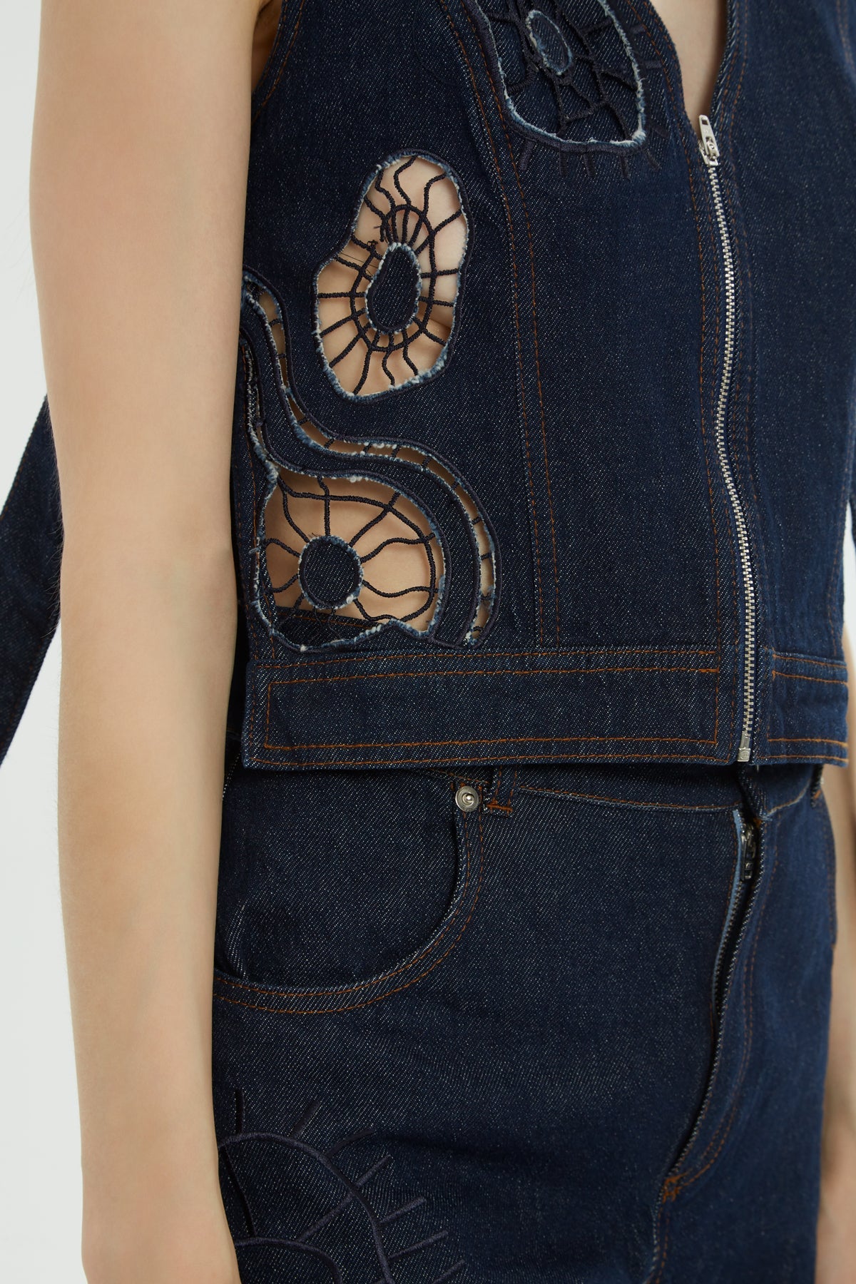 Denim Vest with Buckle Accessory - Image 2