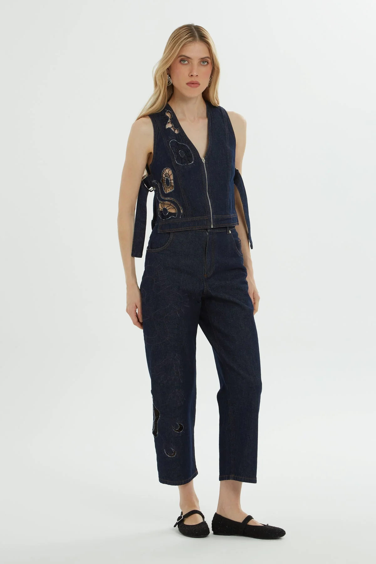 Denim Vest with Buckle Accessory - Image 4
