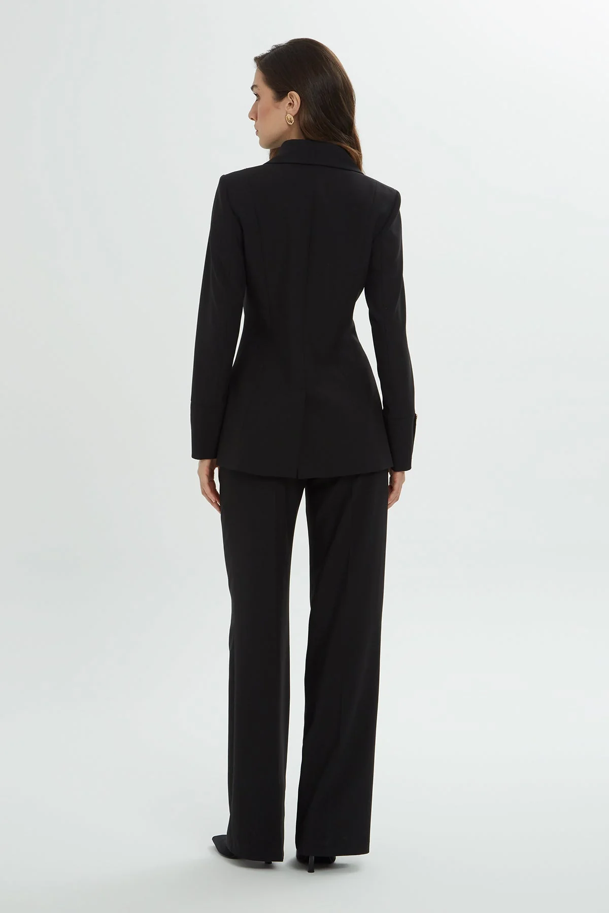Double Breasted Leopard Lined Palazzo Trouser Suit In - Image 5
