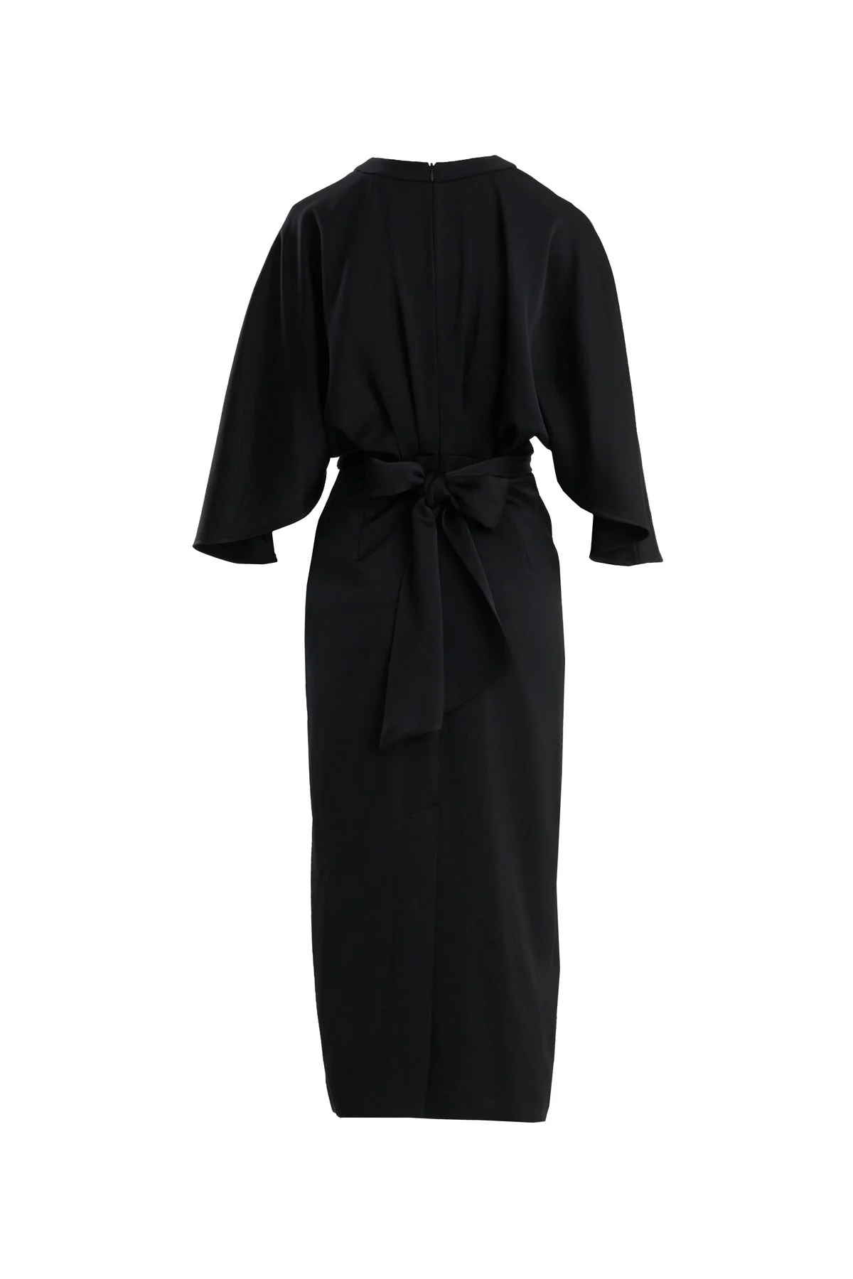 Draped Three-Quarter Sleeve Long Dress - Image 3