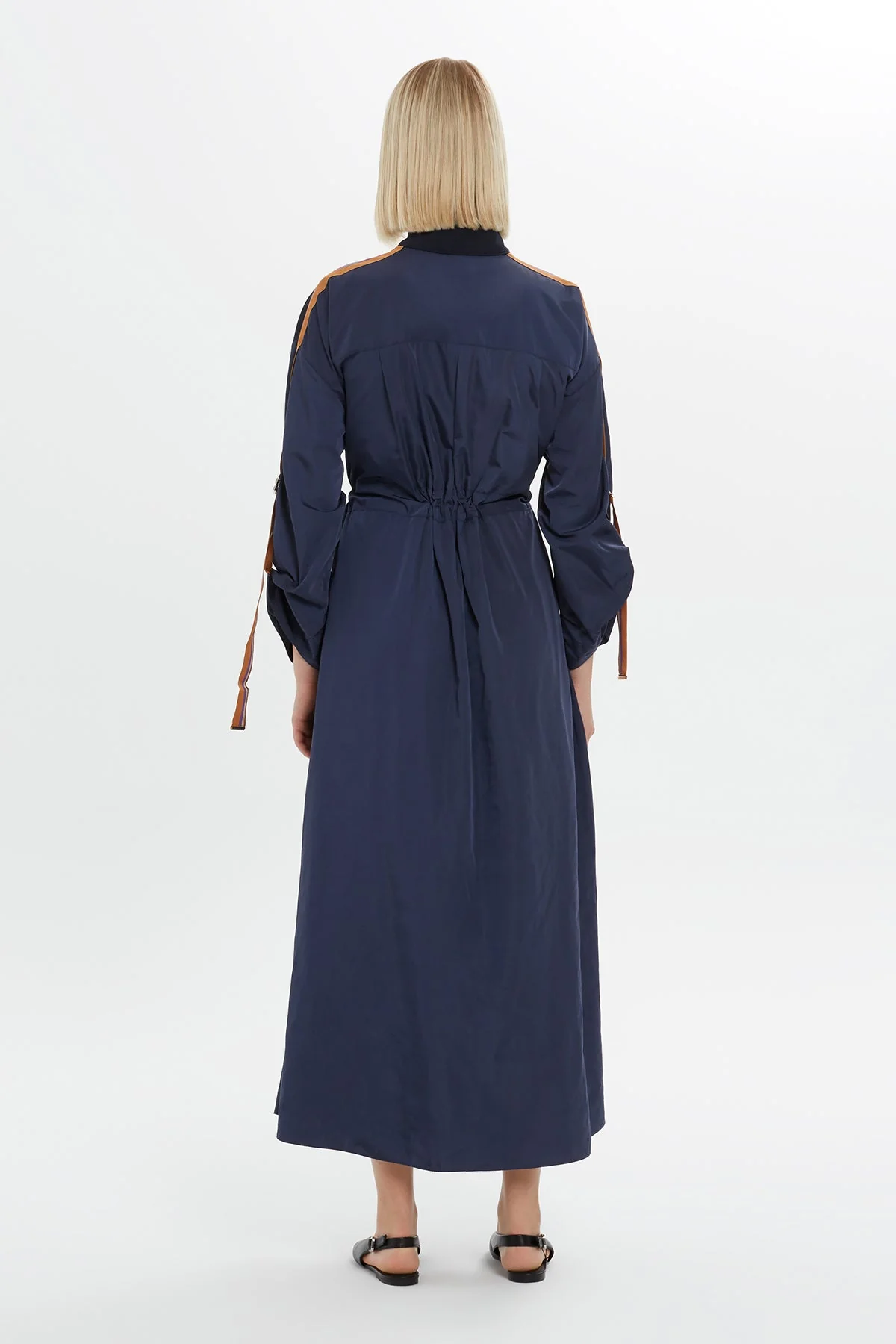 Dress with Zipper Details Drawstring Waist - Image 5