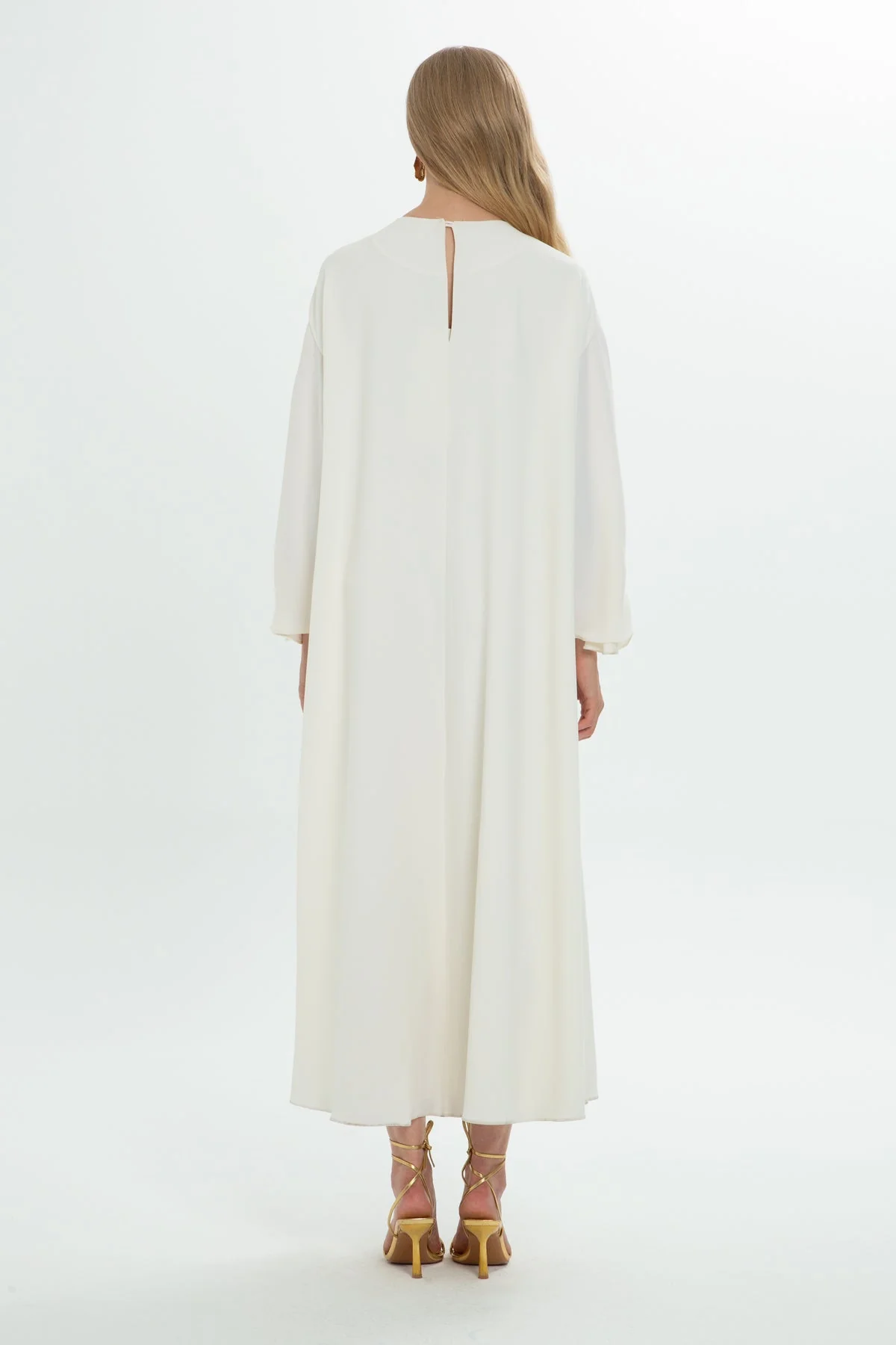 Ecru Accessory-Detail Midi Dress - Image 5