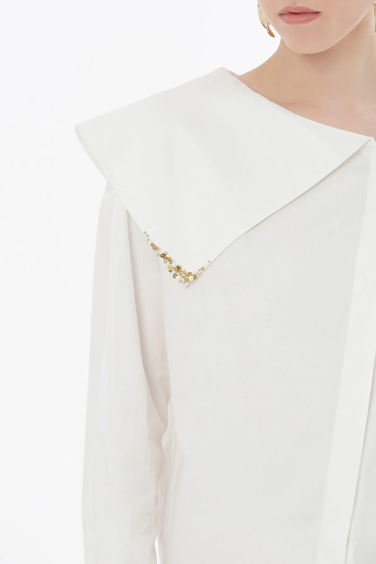 Ecru Beaded Crystal-Embellished Shirt - Image 3