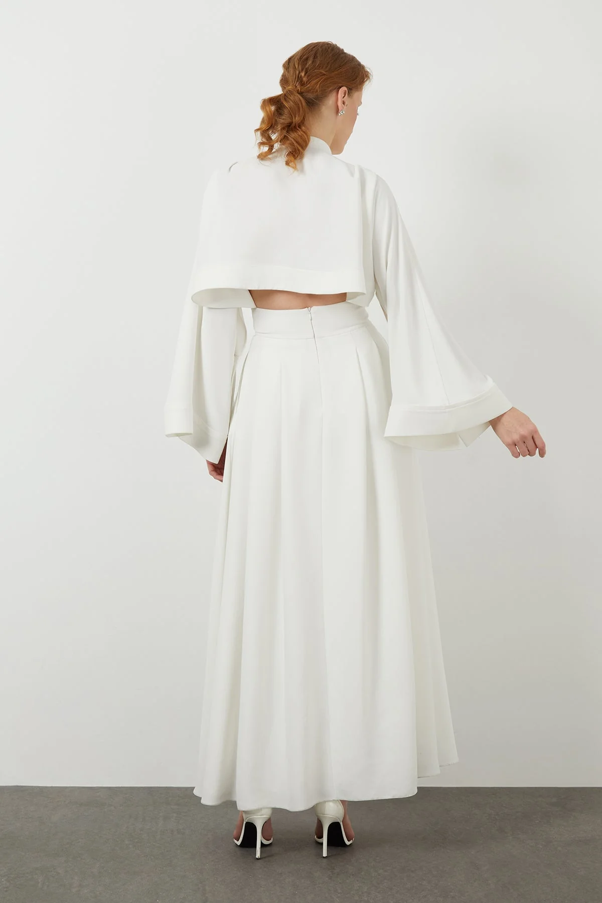 Ecru Belted Long-Sleeve Maxi Dress - Image 4