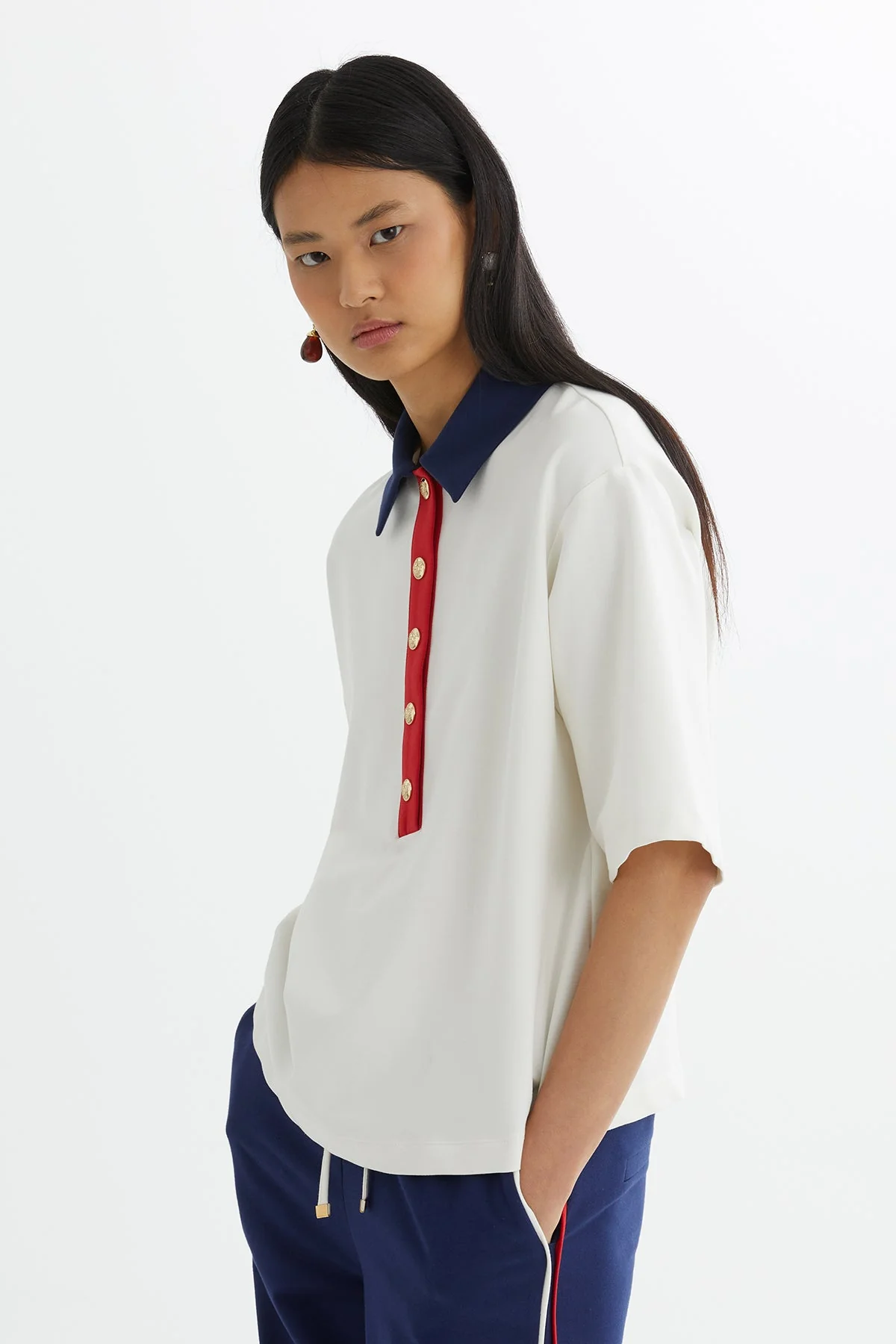 Ecru Blouse Elastic-Waist Track Set - Image 2