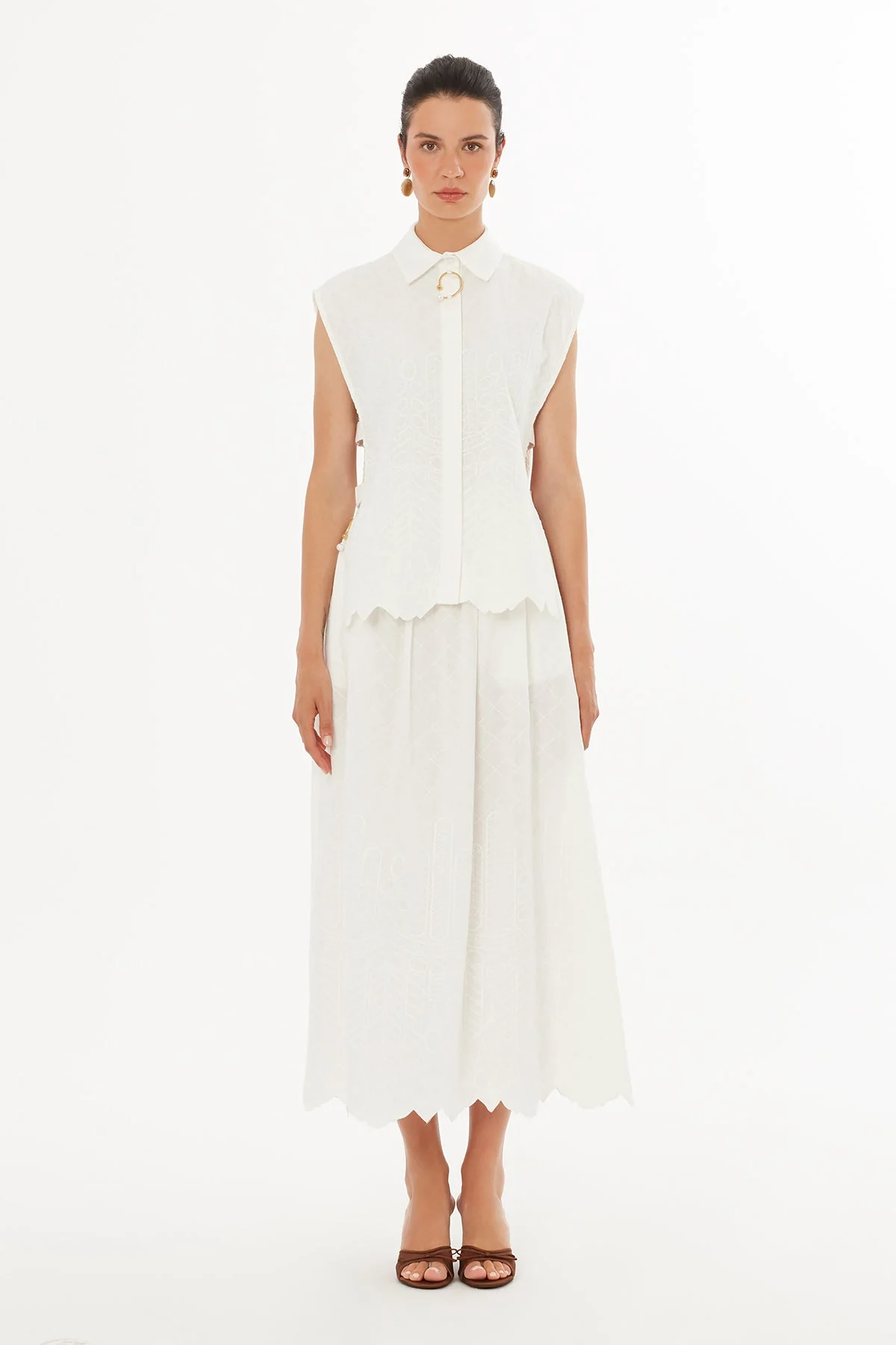 Ecru Buckle Detail Blouse
