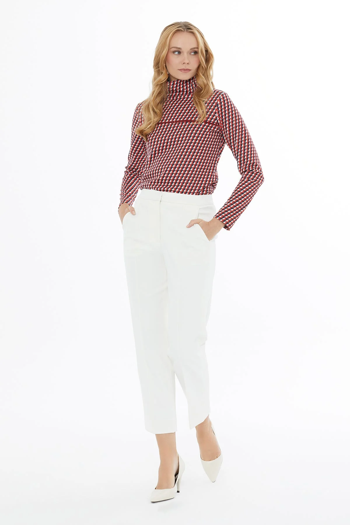 Ecru Classic Fabric Trousers - Image 2