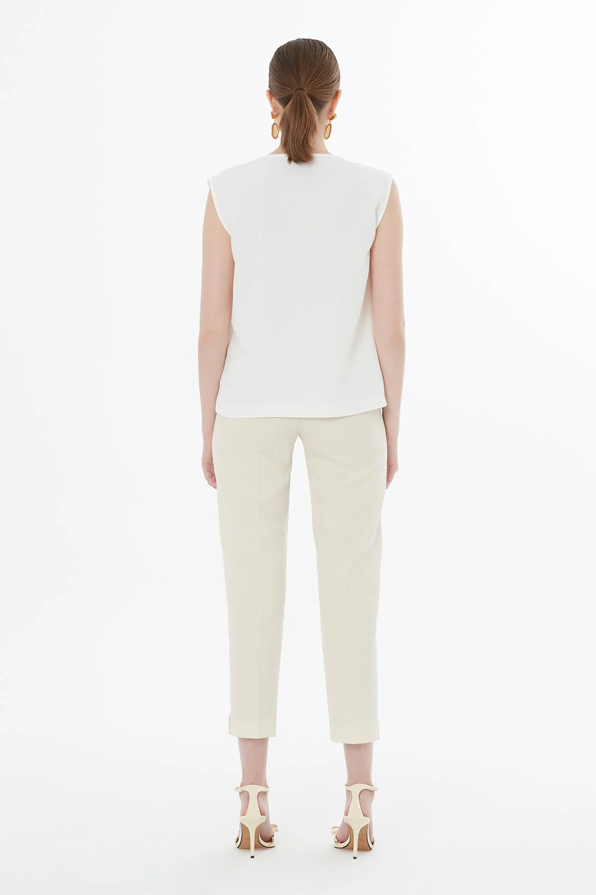 Ecru Draped Neck Blouse - Image 5