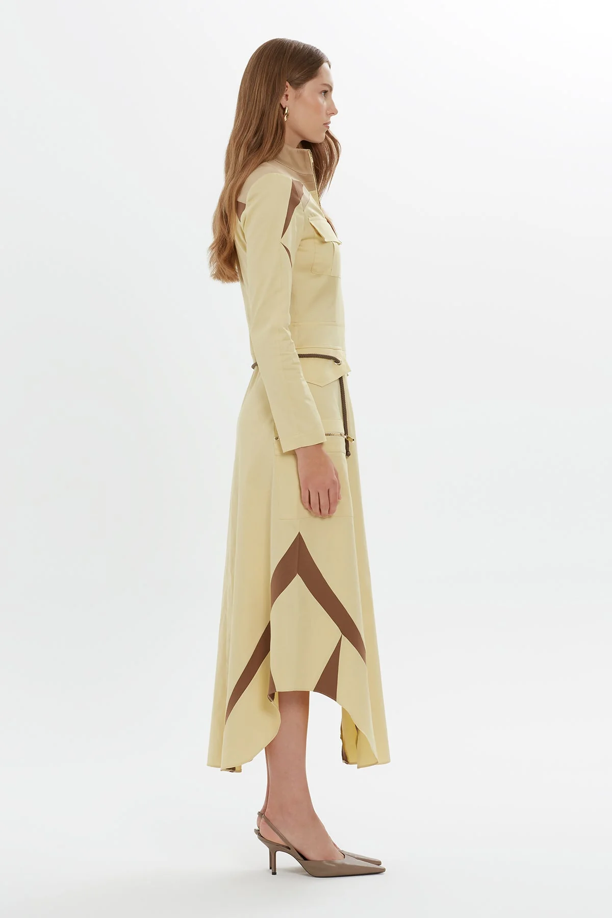 Ecru Drawstring-Detail Midi Dress - Image 3