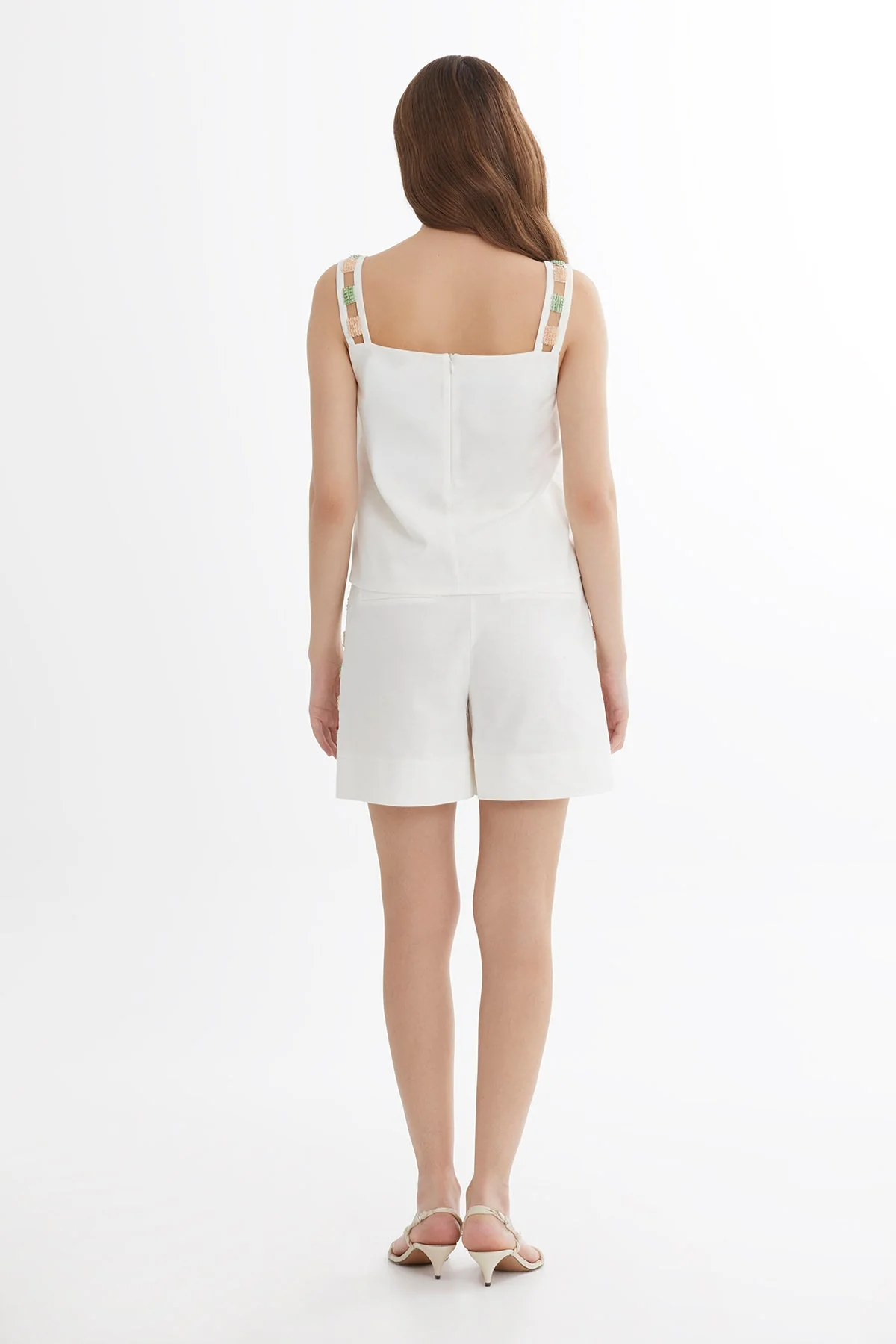 Ecru Embroidered Strap Detail Blouse - Image 4