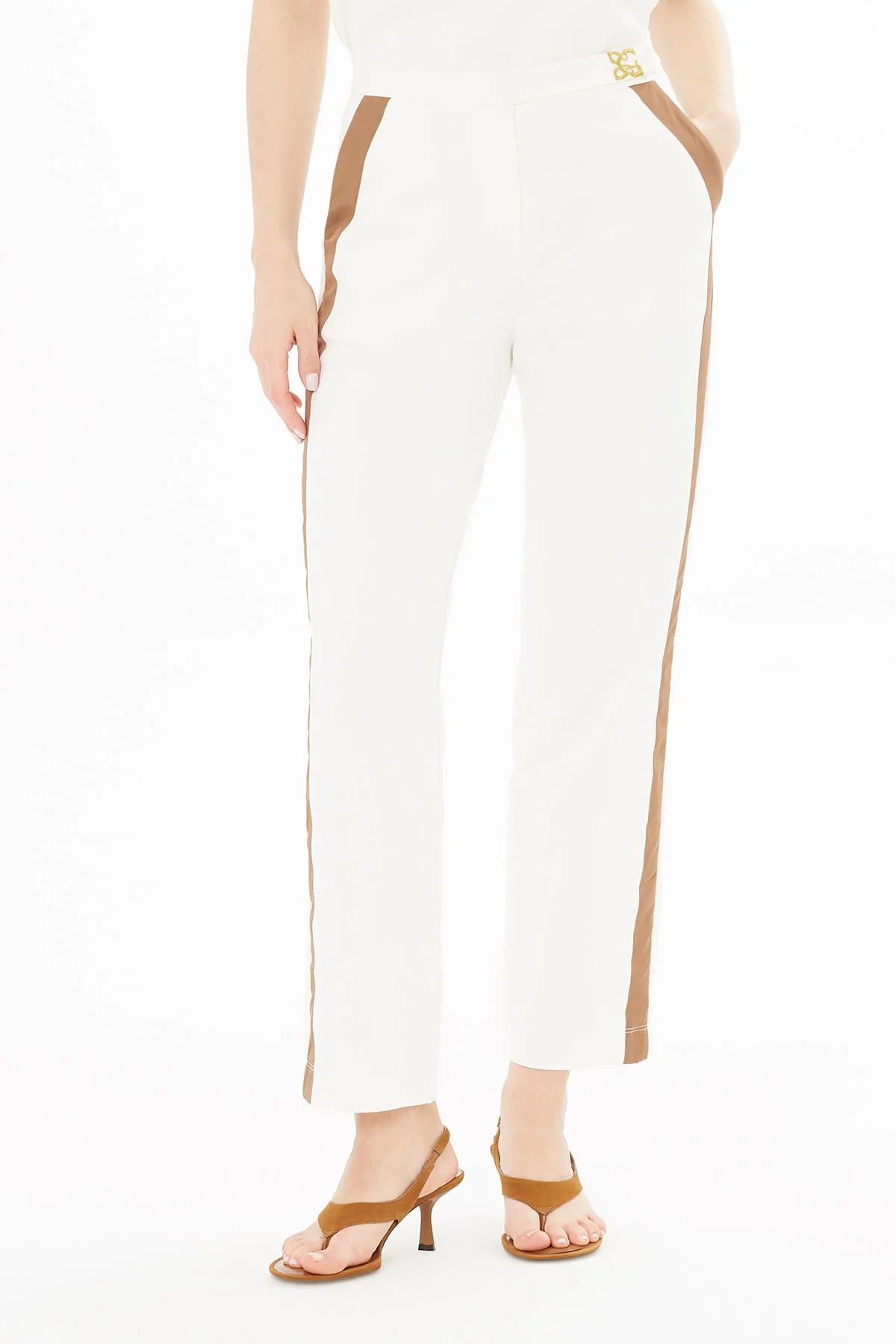 Ecru Embroidered Sweatpants - Image 2