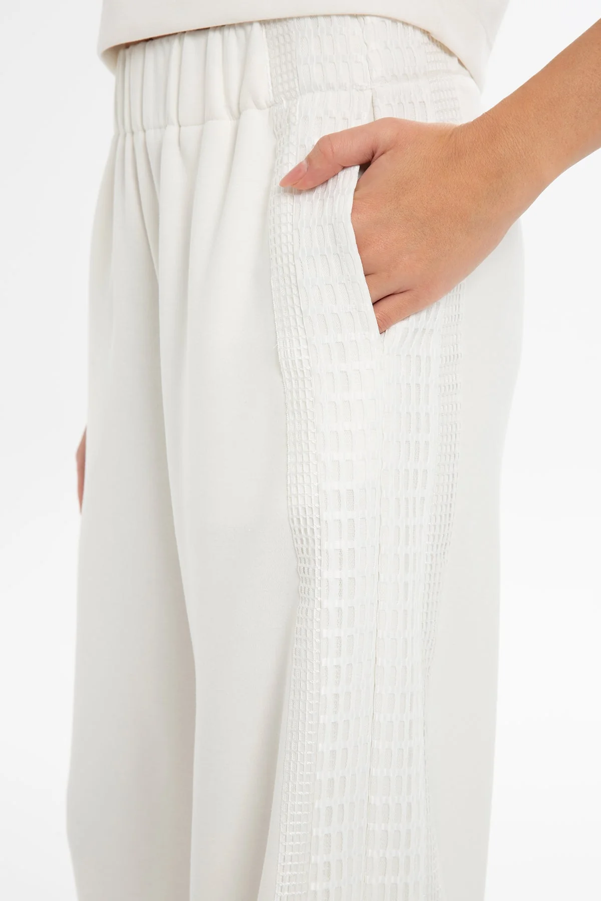 Ecru High-Waist Straight-Leg Sweatpants - Image 4