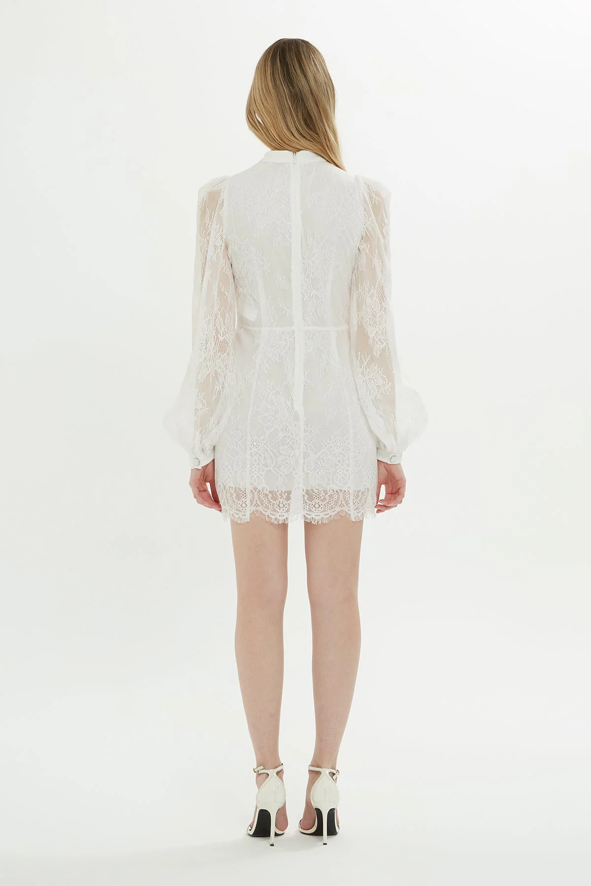 Ecru Lace-Detail Mini Dress - Image 4