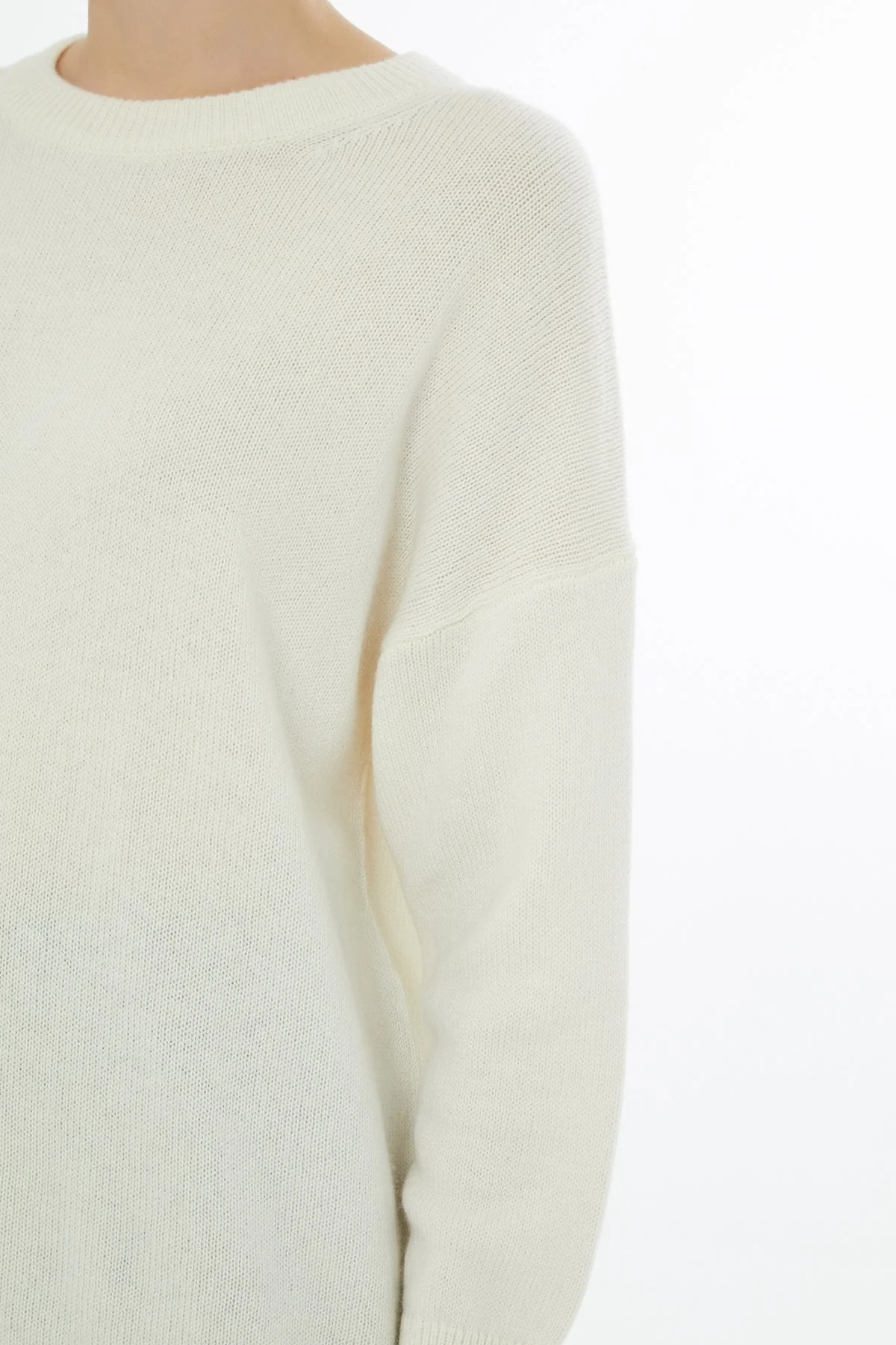 Ecru Long-Sleeve Round-Neck Sweater - Image 2
