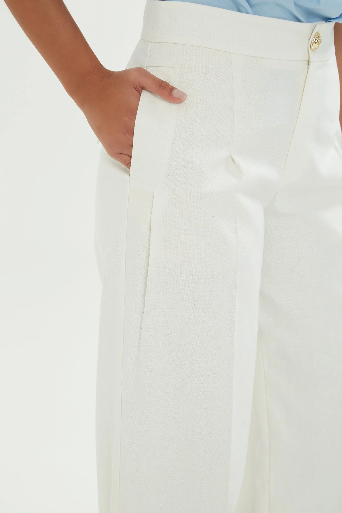 Ecru Loose-Fit Trousers - Image 2