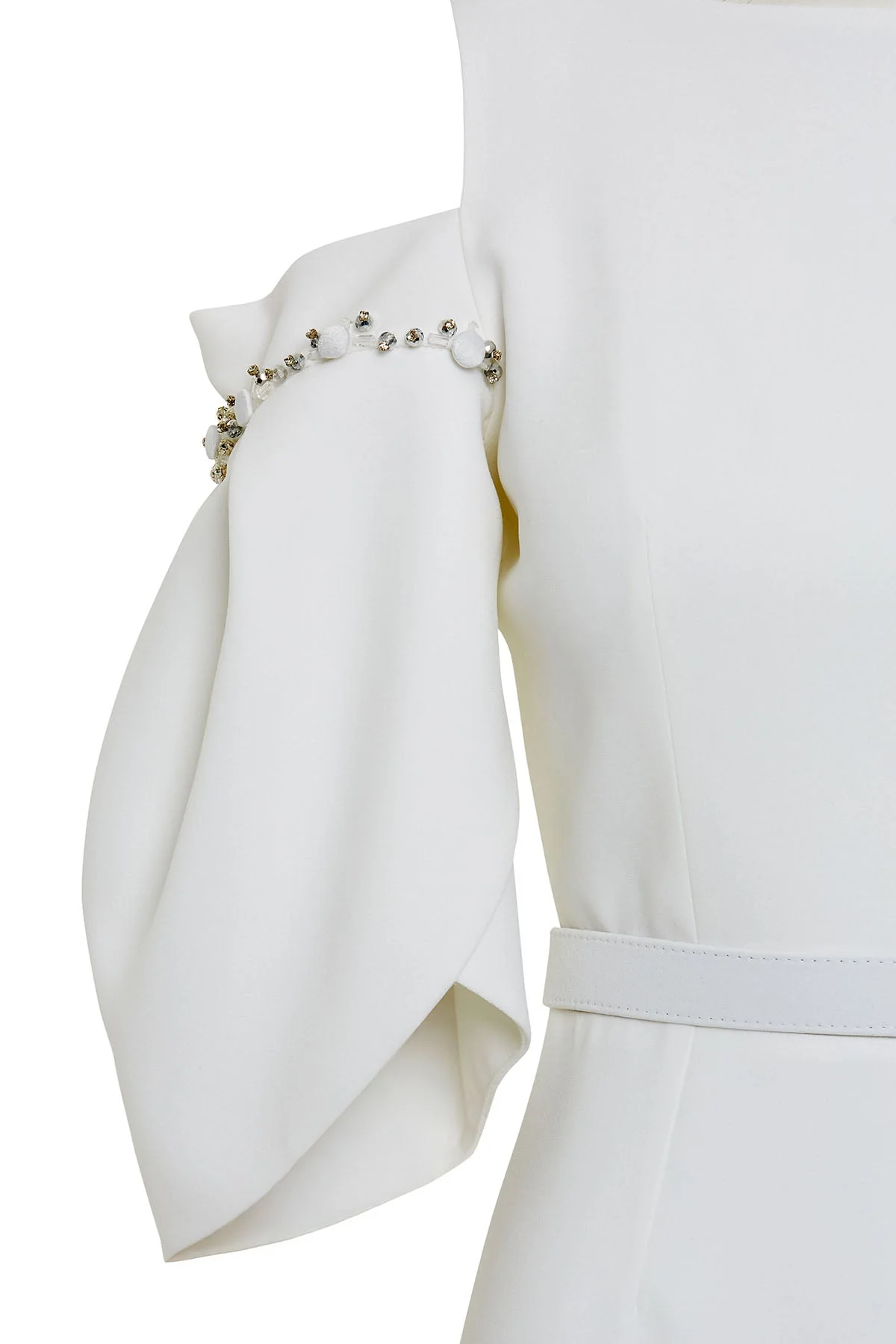 Ecru Off-Shoulder Long Dress - Image 3