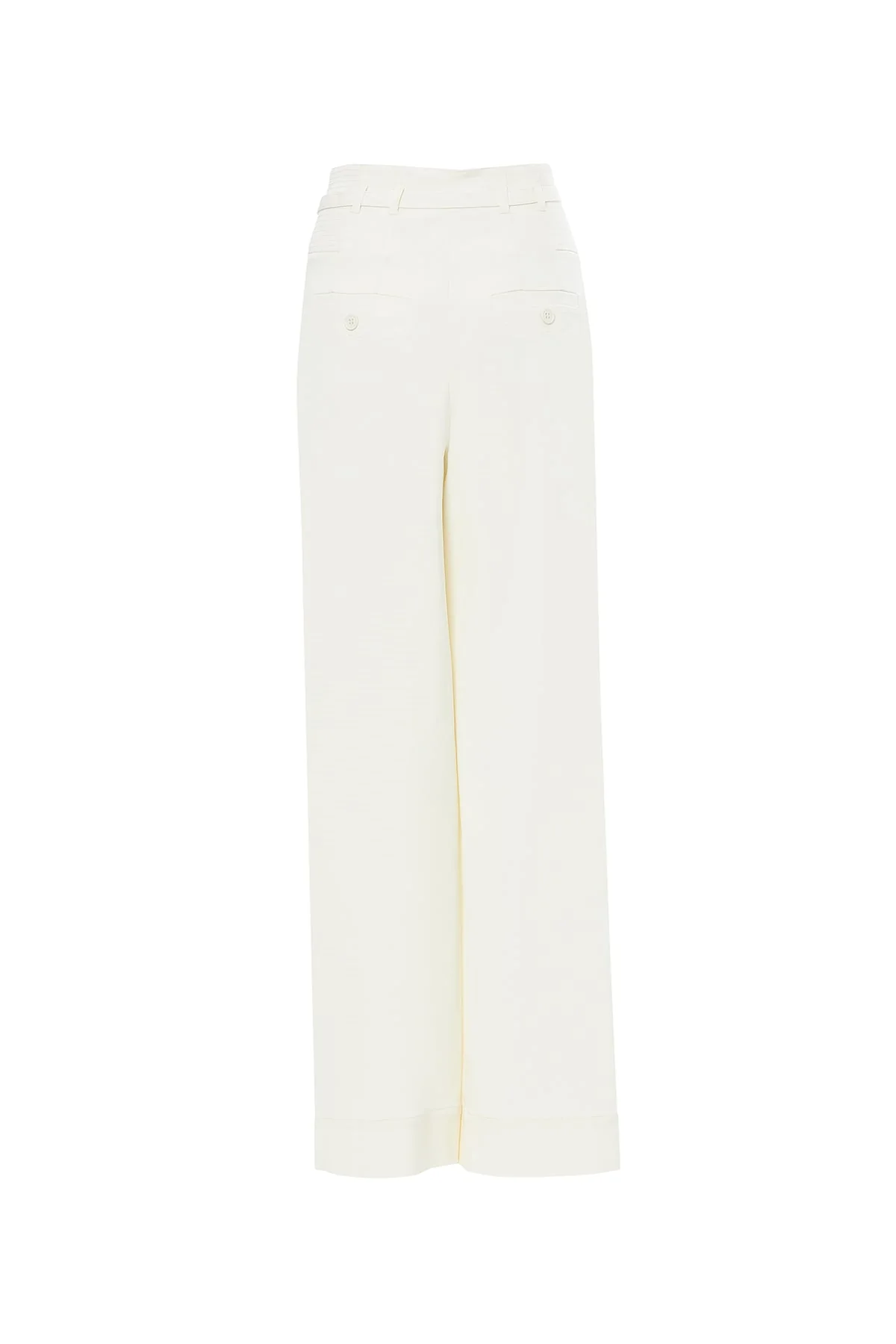 Ecru Palazzo Pants with Tie Detail - Image 3