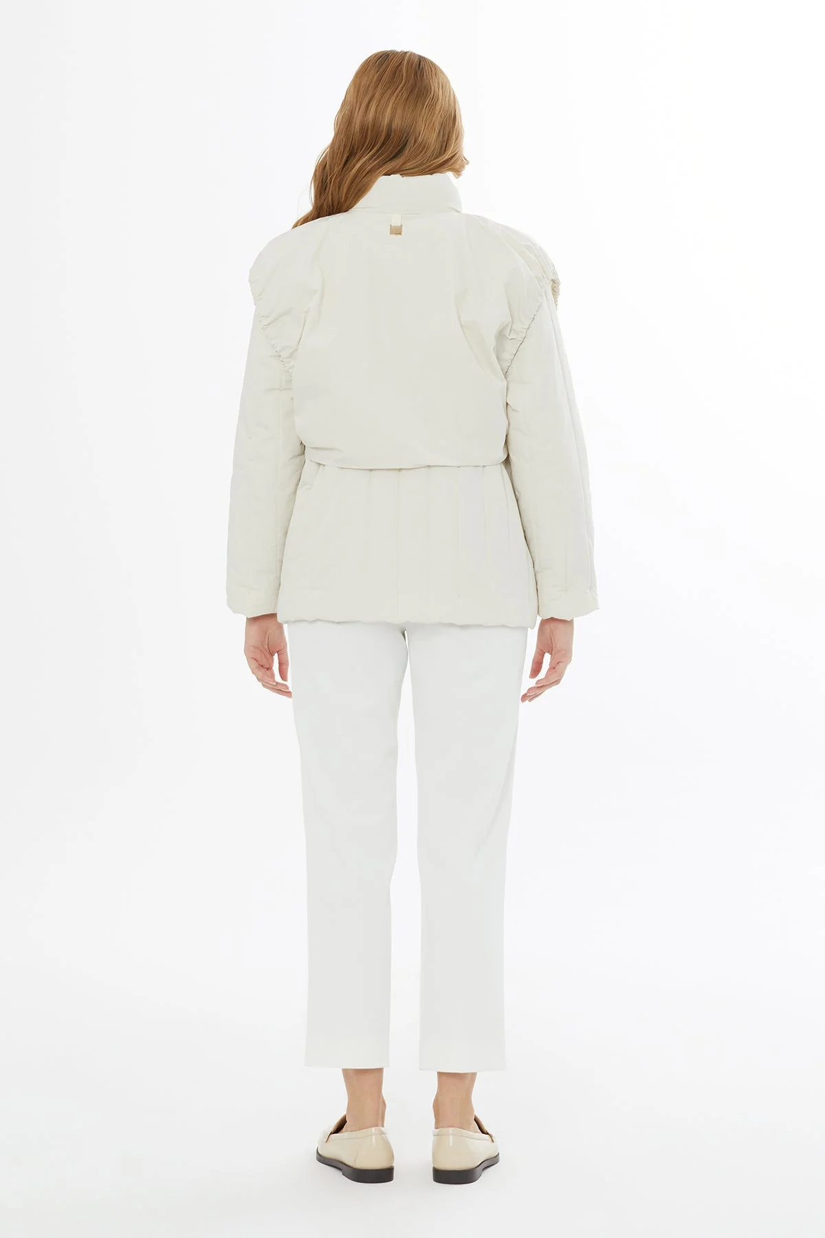 Ecru Quilted Hooded Jacket - Image 5