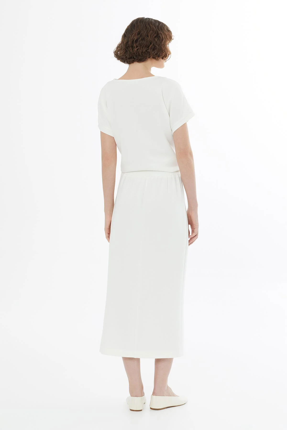Ecru Rose Embroidered Midi Skirt - Image 3