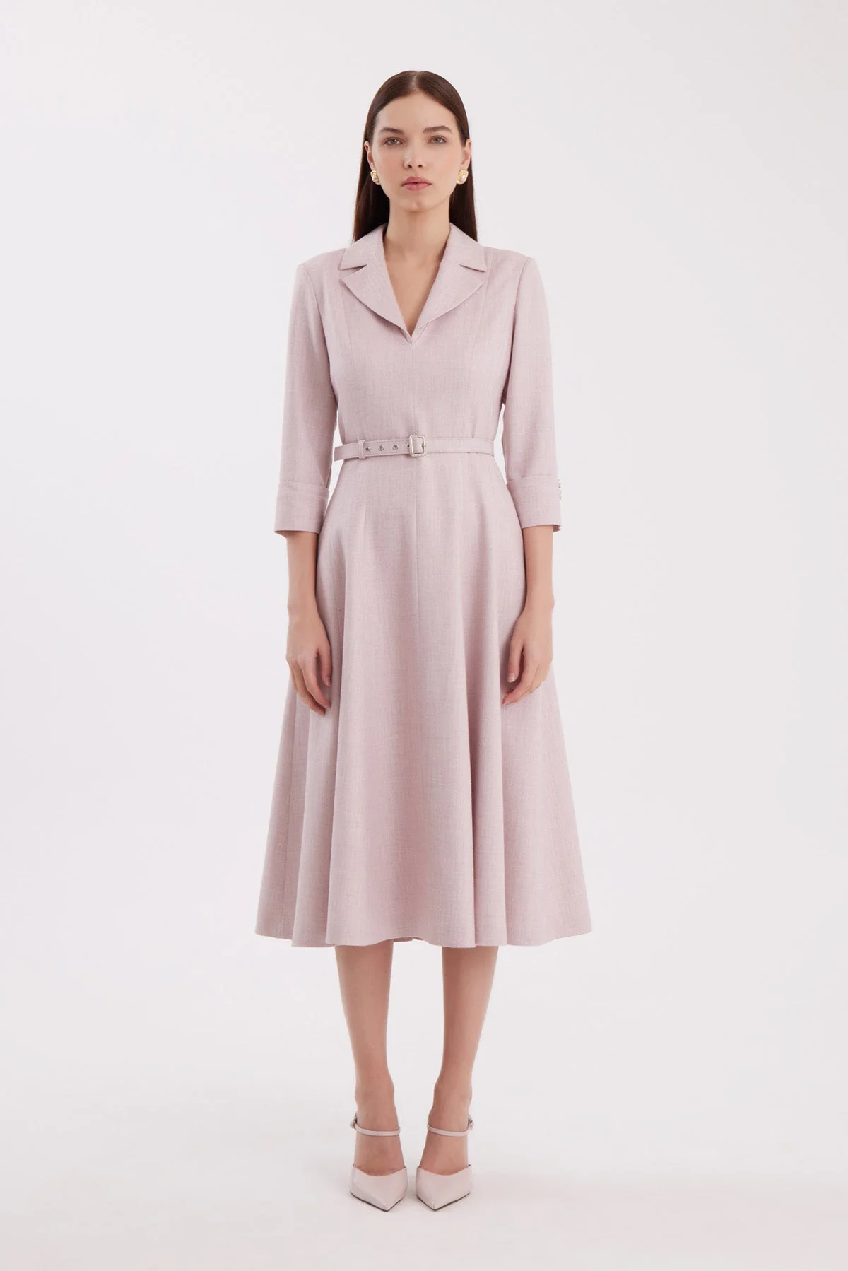 Ecru Shimmer Woven Fabric Dress