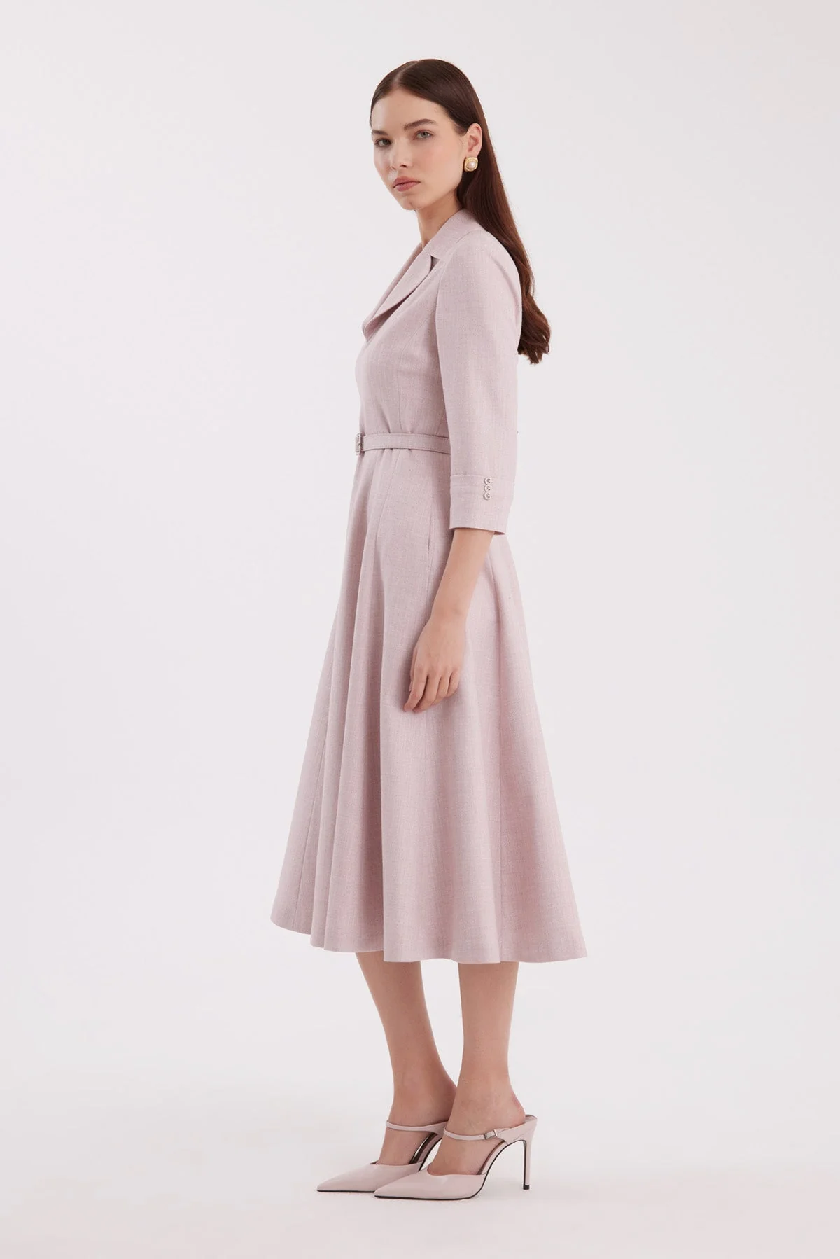 Ecru Shimmer Woven Fabric Dress - Image 4