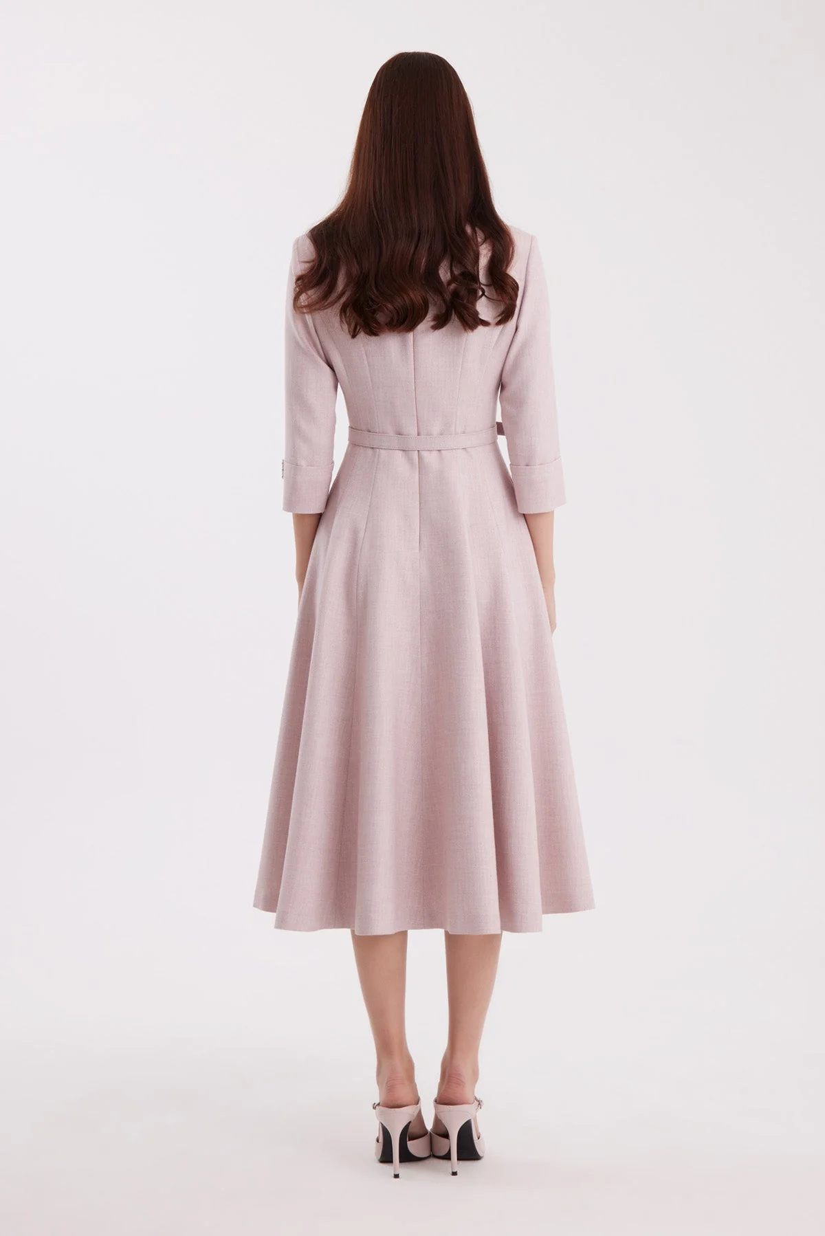 Ecru Shimmer Woven Fabric Dress - Image 5