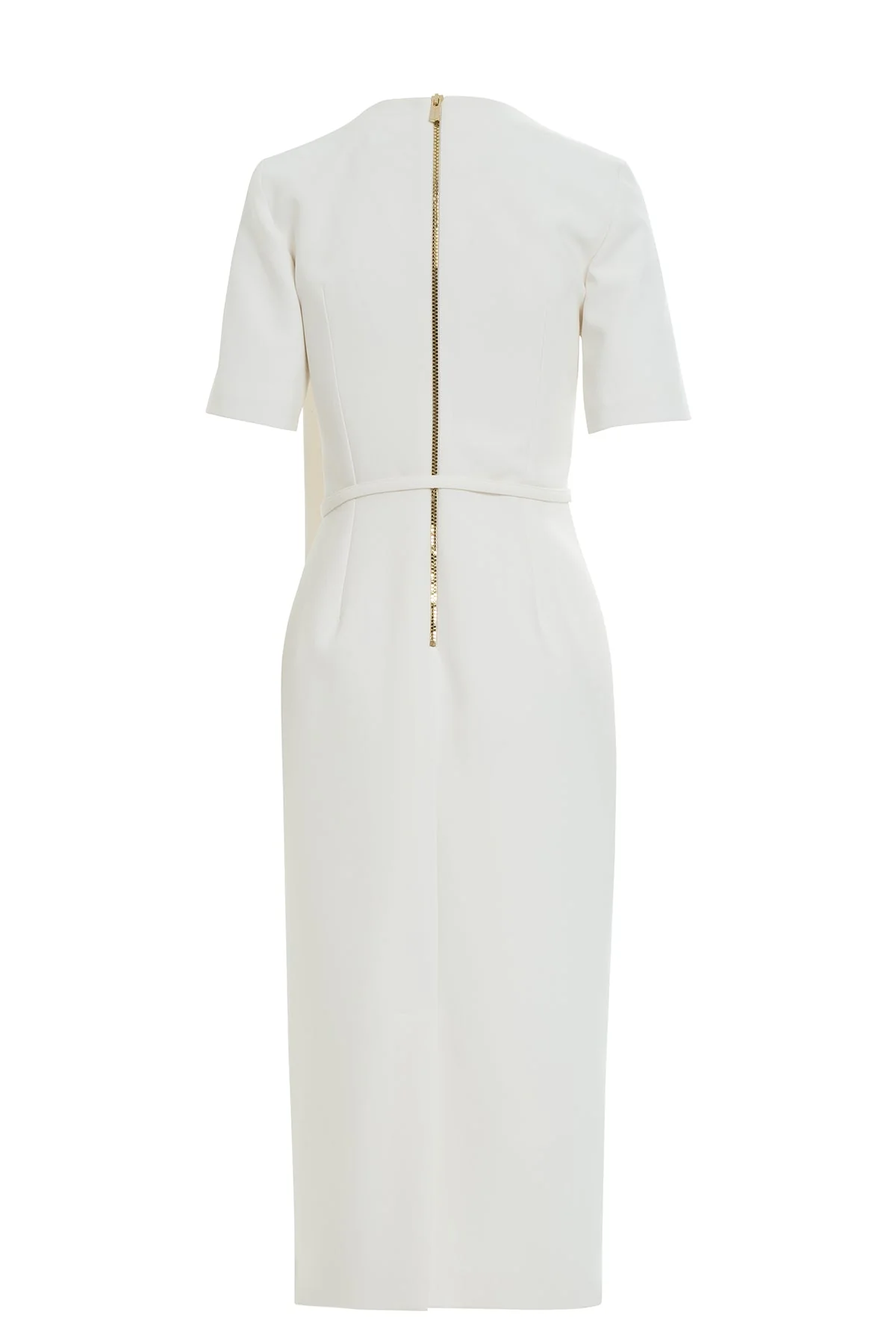 Ecru Short-Sleeve Belted Midi Dress - Image 3
