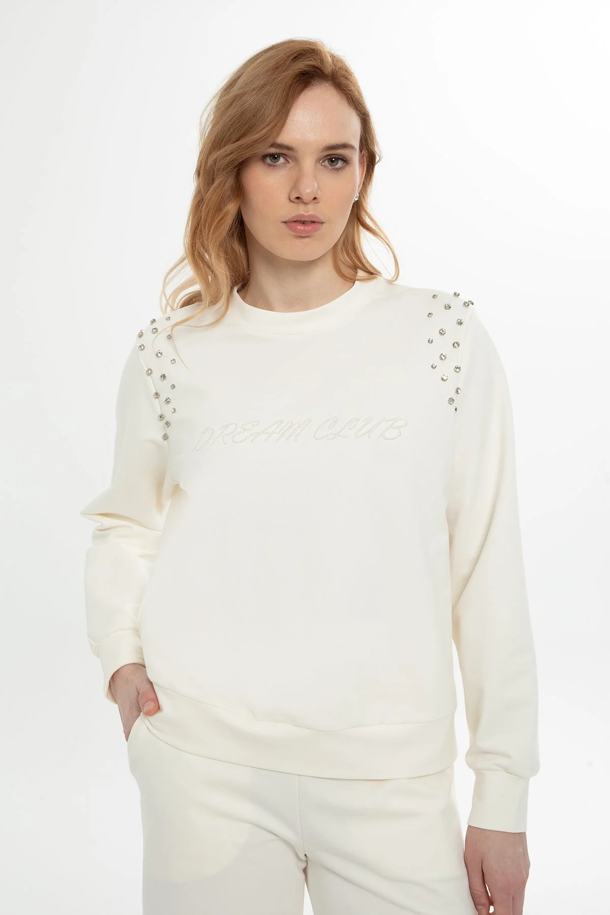 Ecru Stone-Embellished Tracksuit - Image 2