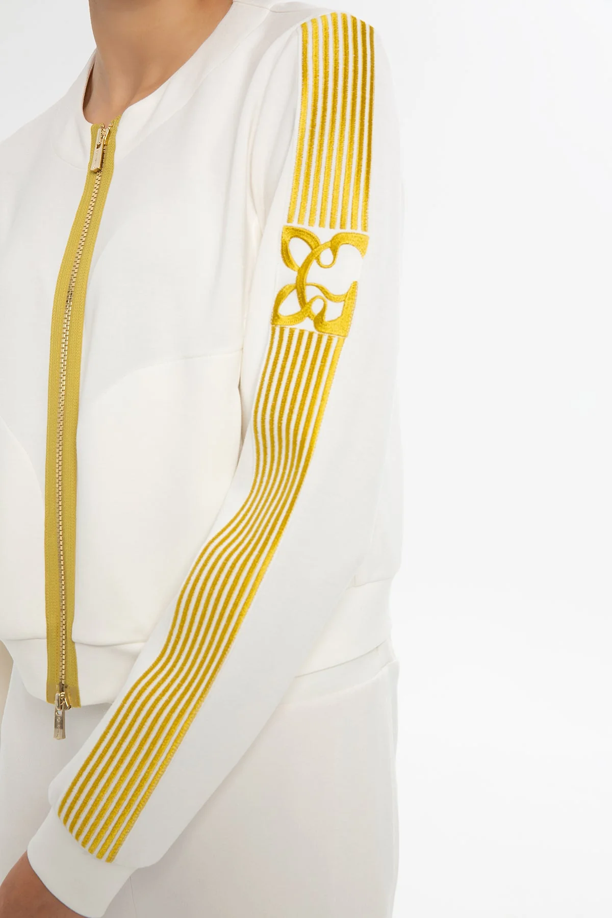 Ecru Stripe-Detail Sleeve Sweatshirt - Image 2