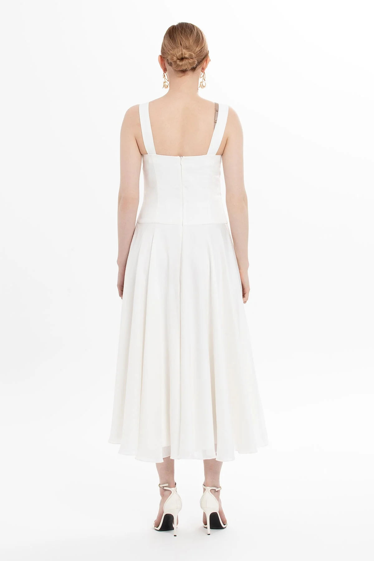 Ecru Thick-Strapped Midi Dress - Image 3