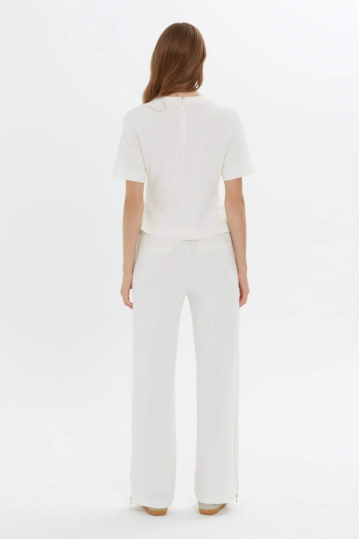 Ecru Zipper Detail T-Shirt - Image 6