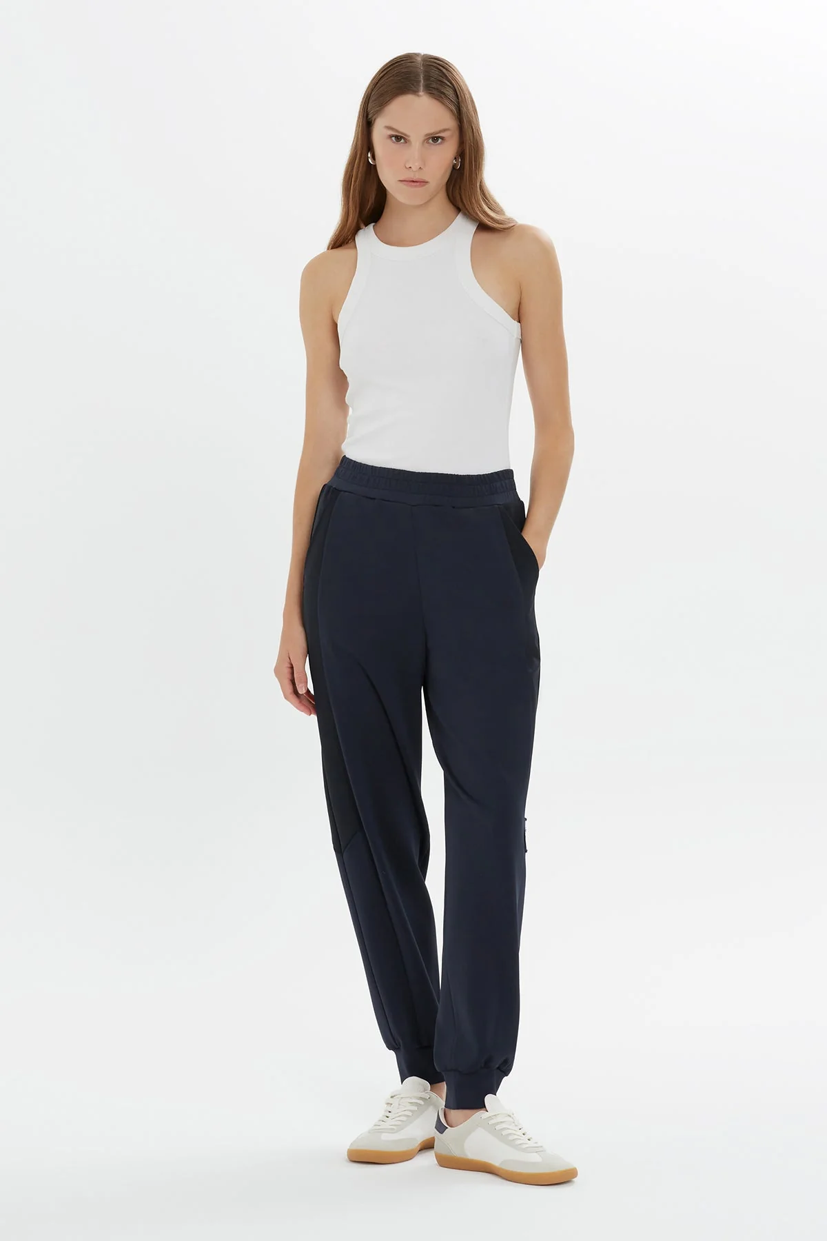 Elastic Waist Cuffed Hem Sweatpants