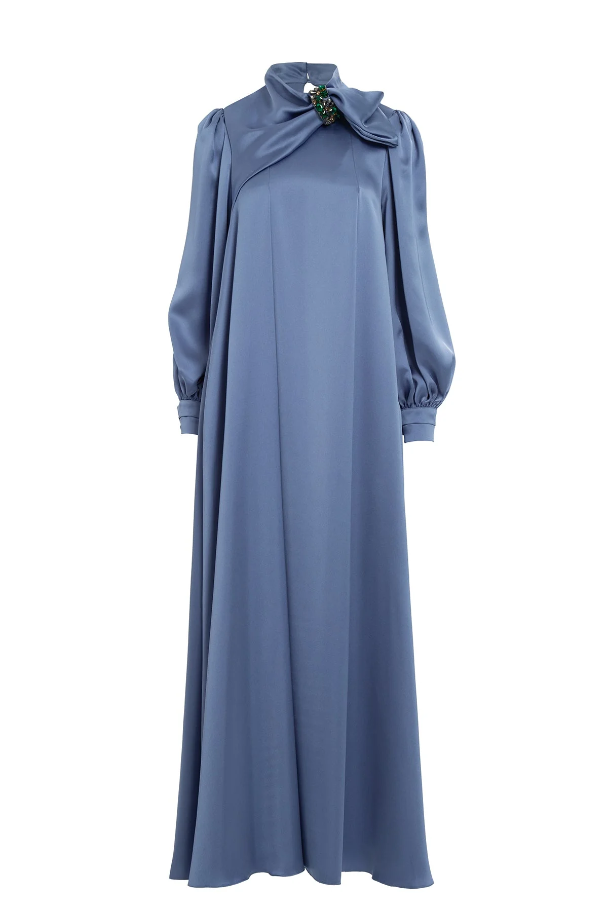 Embroide Bow Detail Grey Dress
