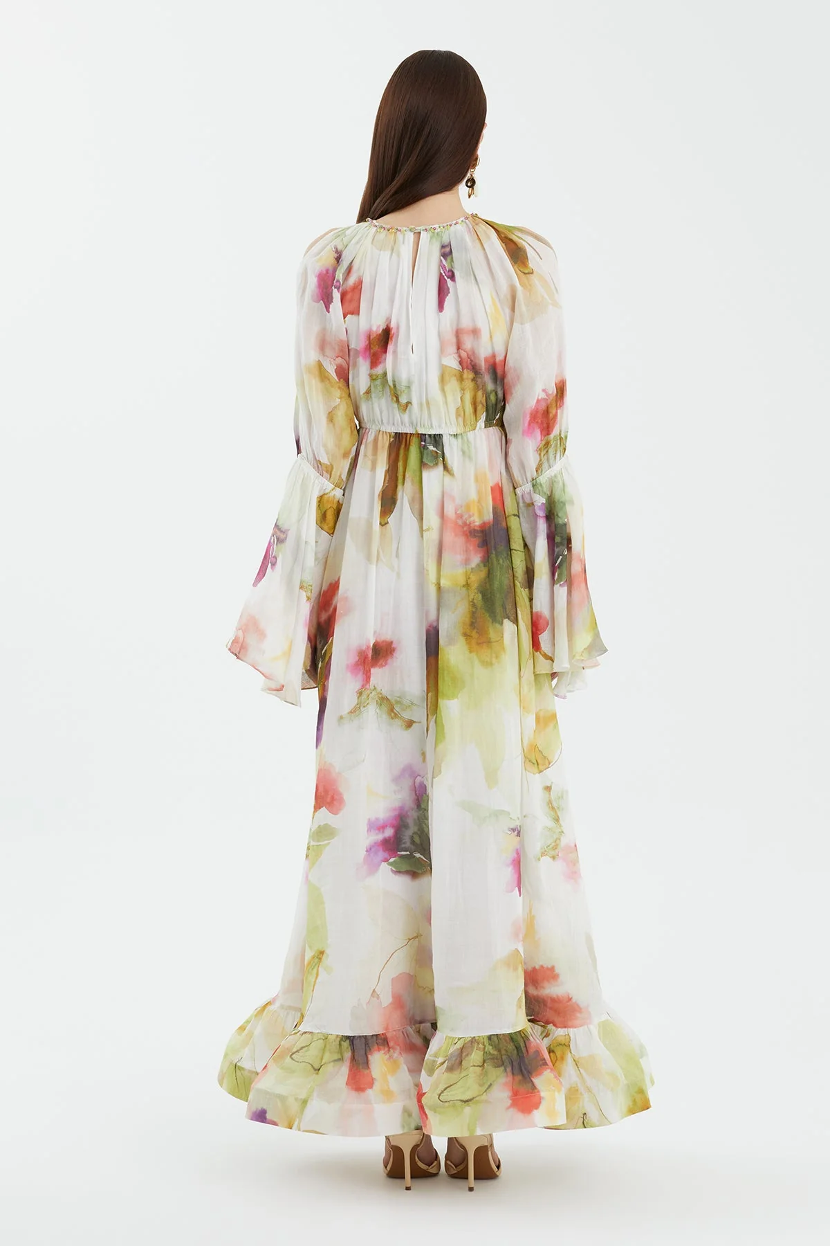 Embroidered Collar Printed Dress - Image 4