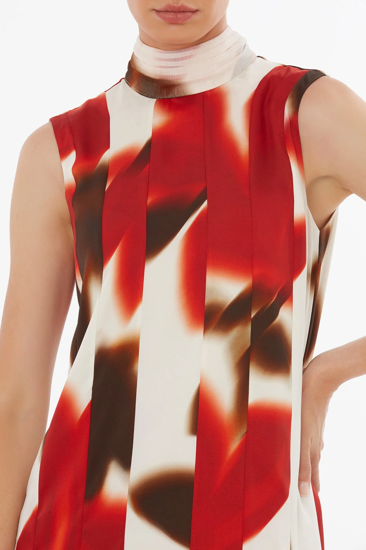 Embroidered Scarf-Hem Maxi Dress - Image 3
