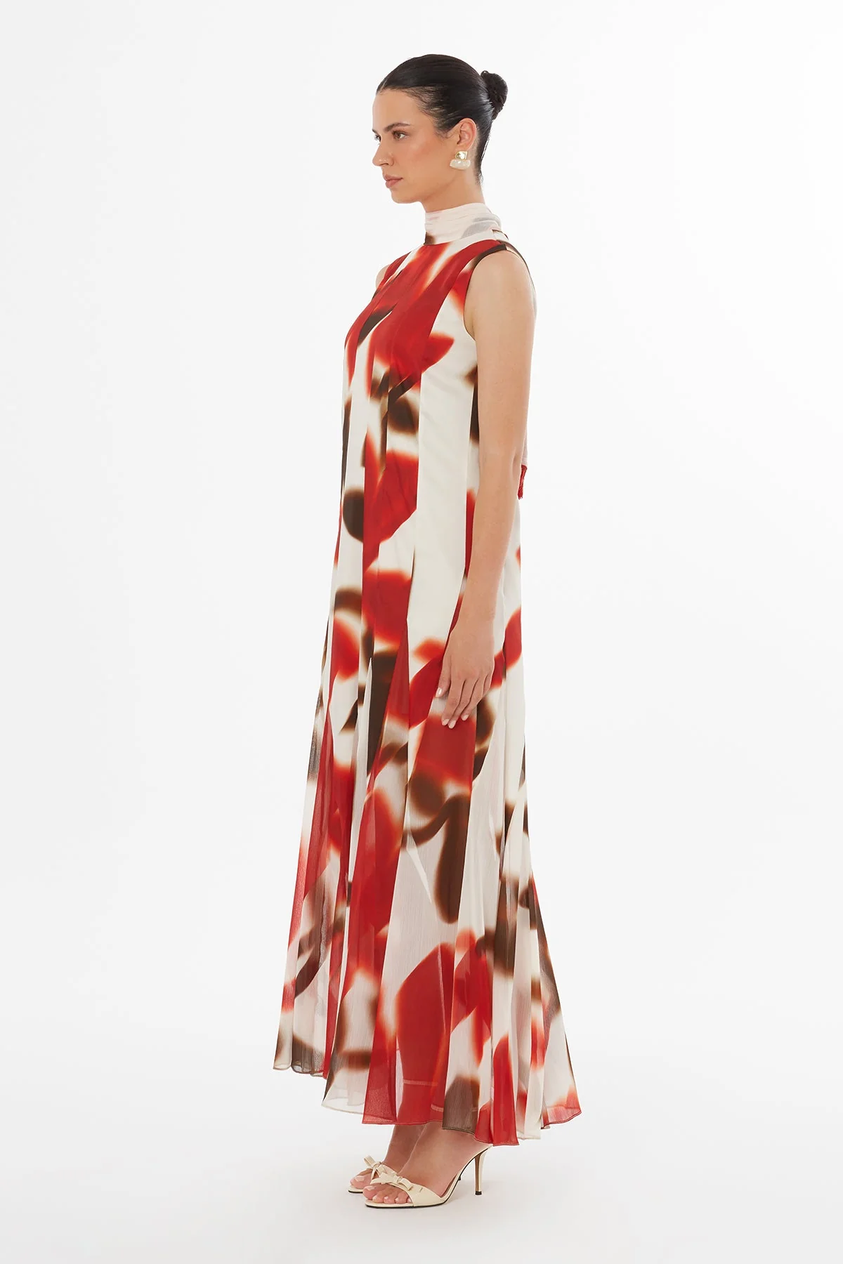 Embroidered Scarf-Hem Maxi Dress - Image 4