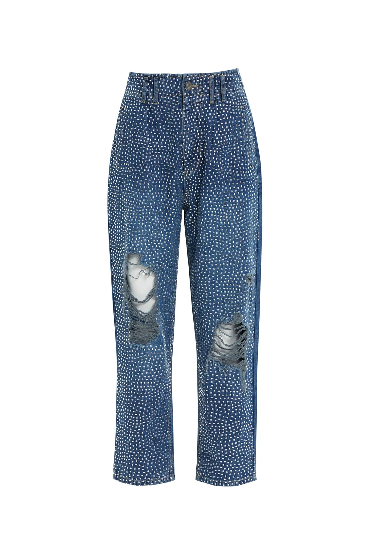 Faded Jacron Detailed Mom Jeans - Image 5