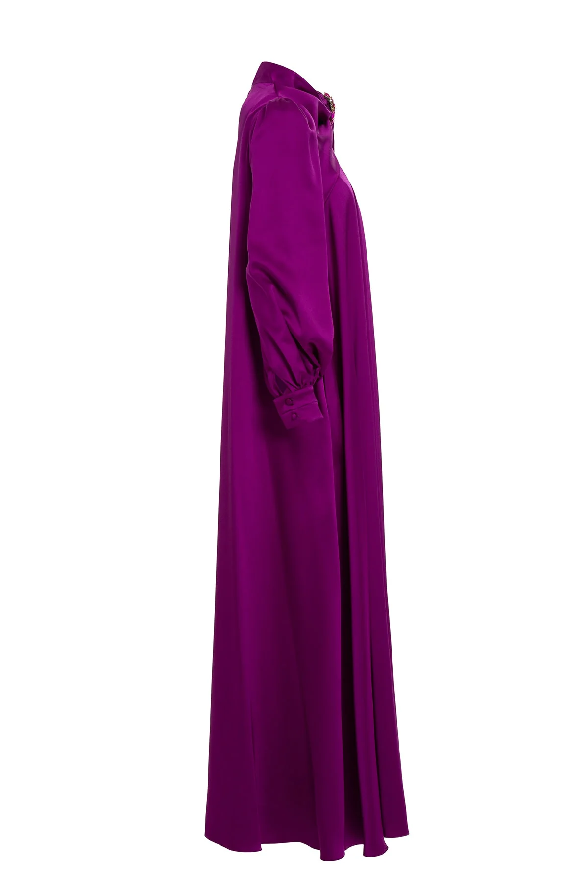 Fuchsia Embroidered-Collar Bow-Detail Maxi Dress - Image 2