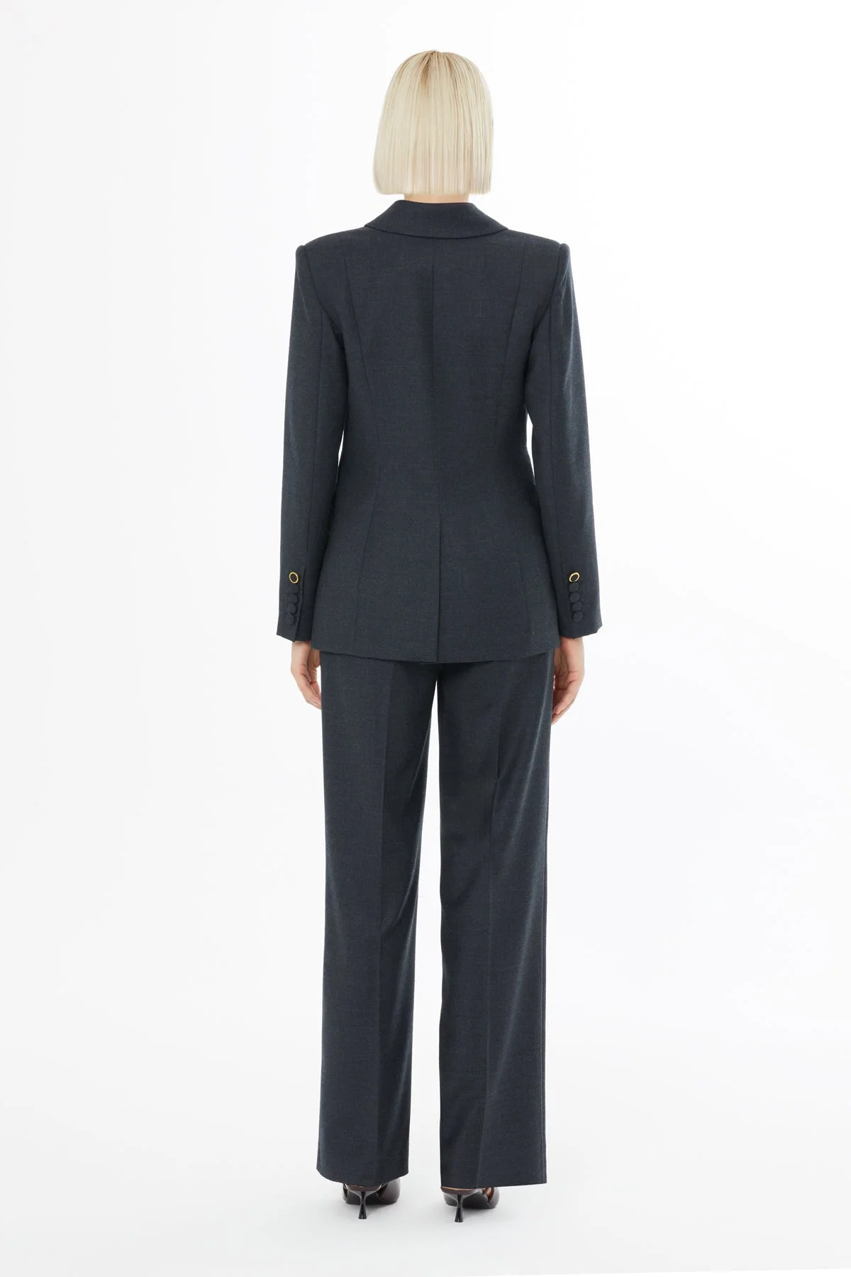Gray Jacket with Chain Accessory Detail - Image 5