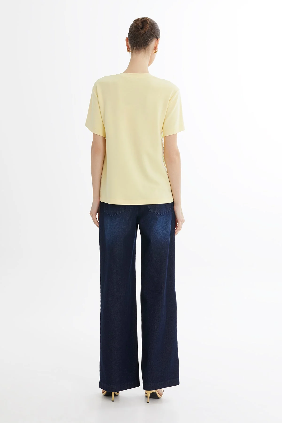 Green Color Embroidery Sequin T-Shirt - Image 5