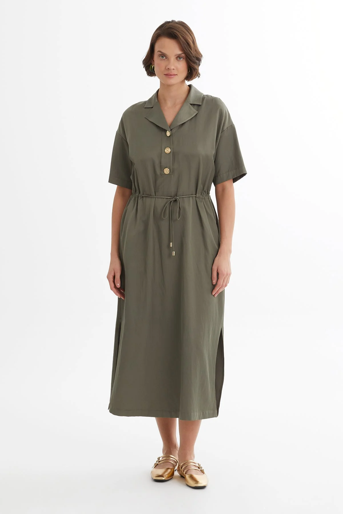 Green Cord-Tie Dress