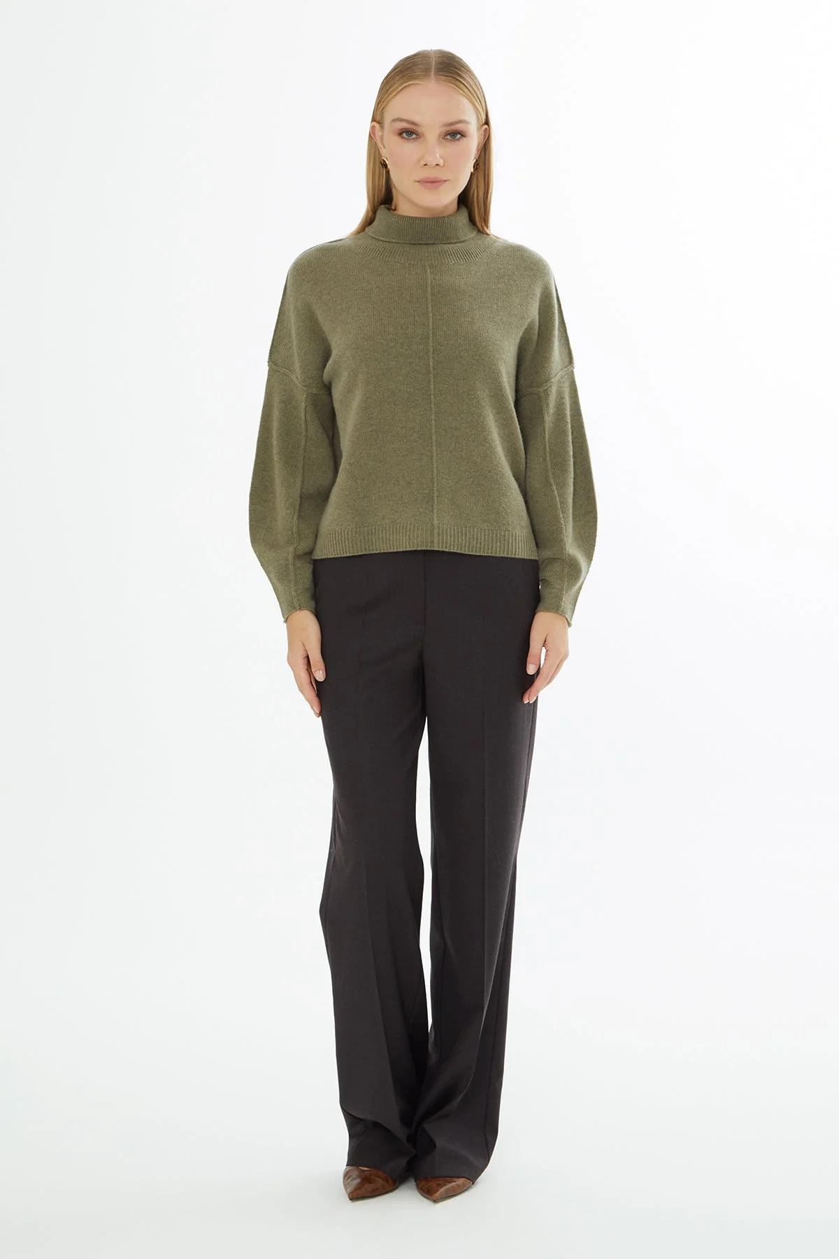 Green Long-Sleeve Turtleneck Sweater