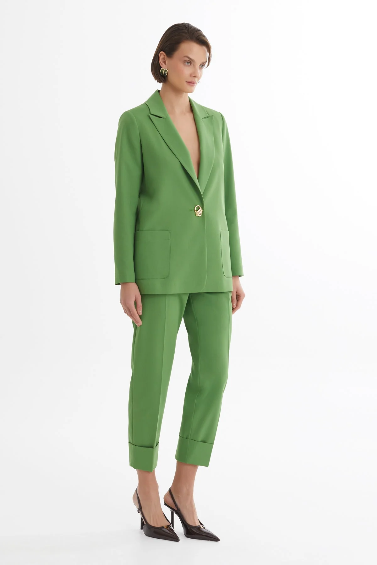 Green Single-Button Blazer Suit - Image 3