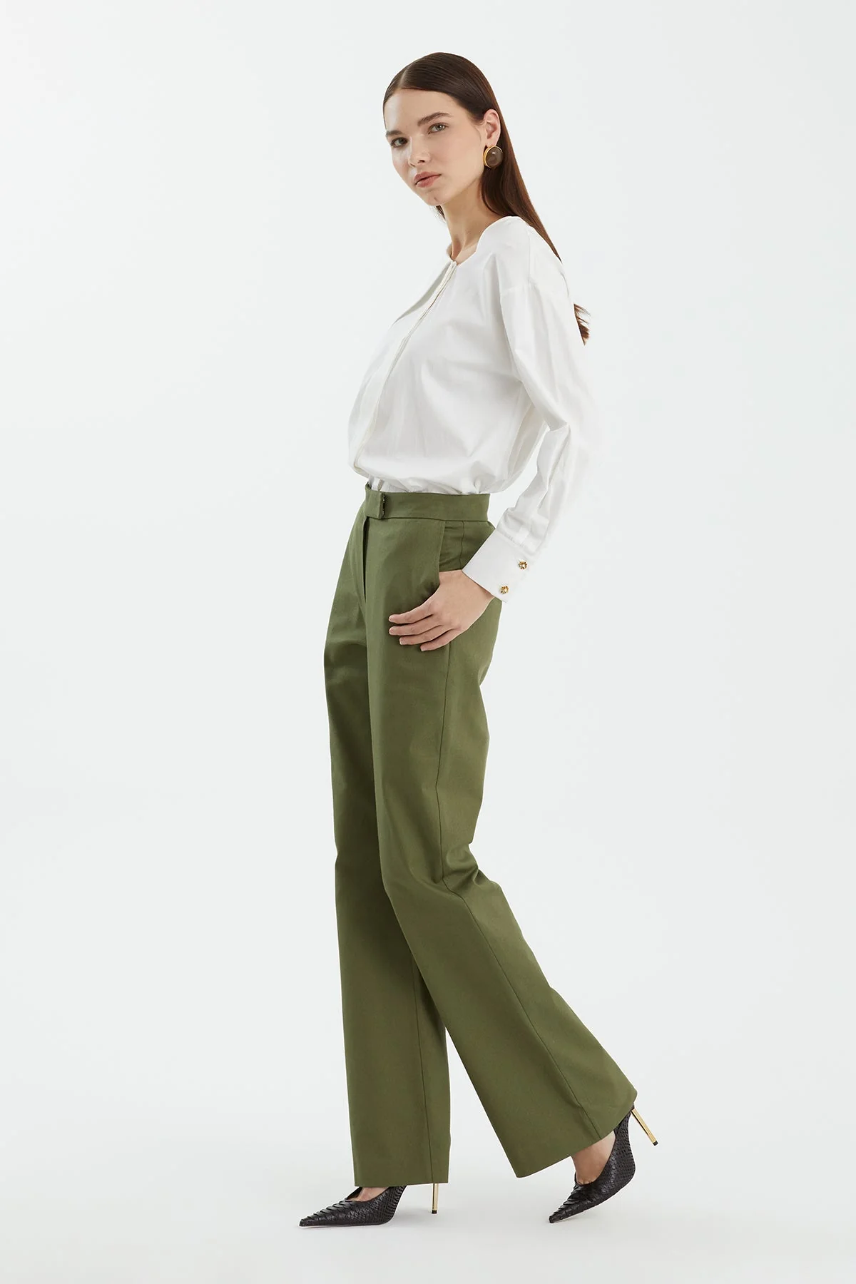Green Straight-Leg Trousers - Image 3