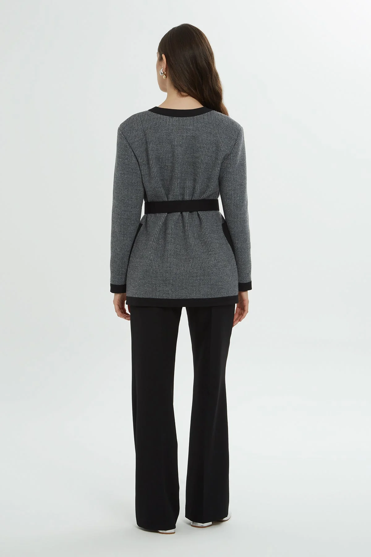 Grey Belted Cardigan Set - Image 5