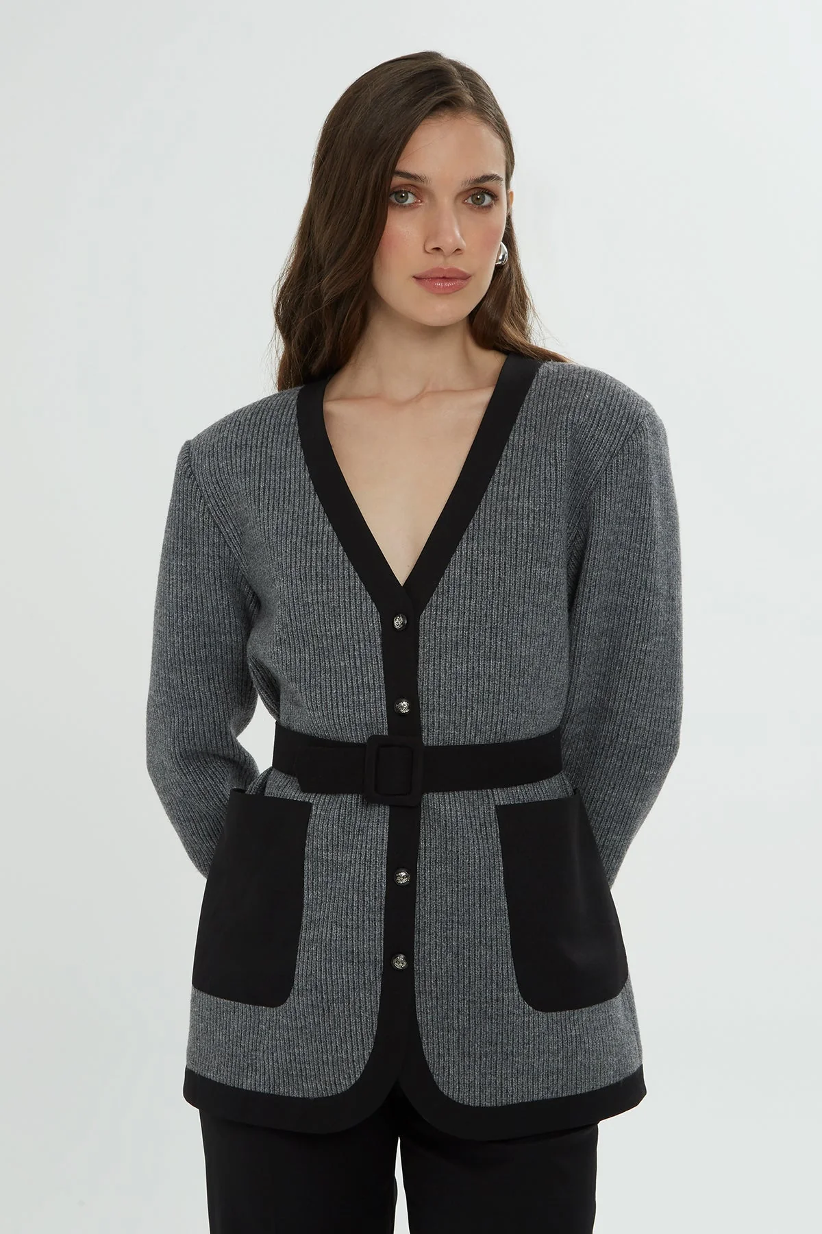 Grey Belted Cardigan Set - Image 6