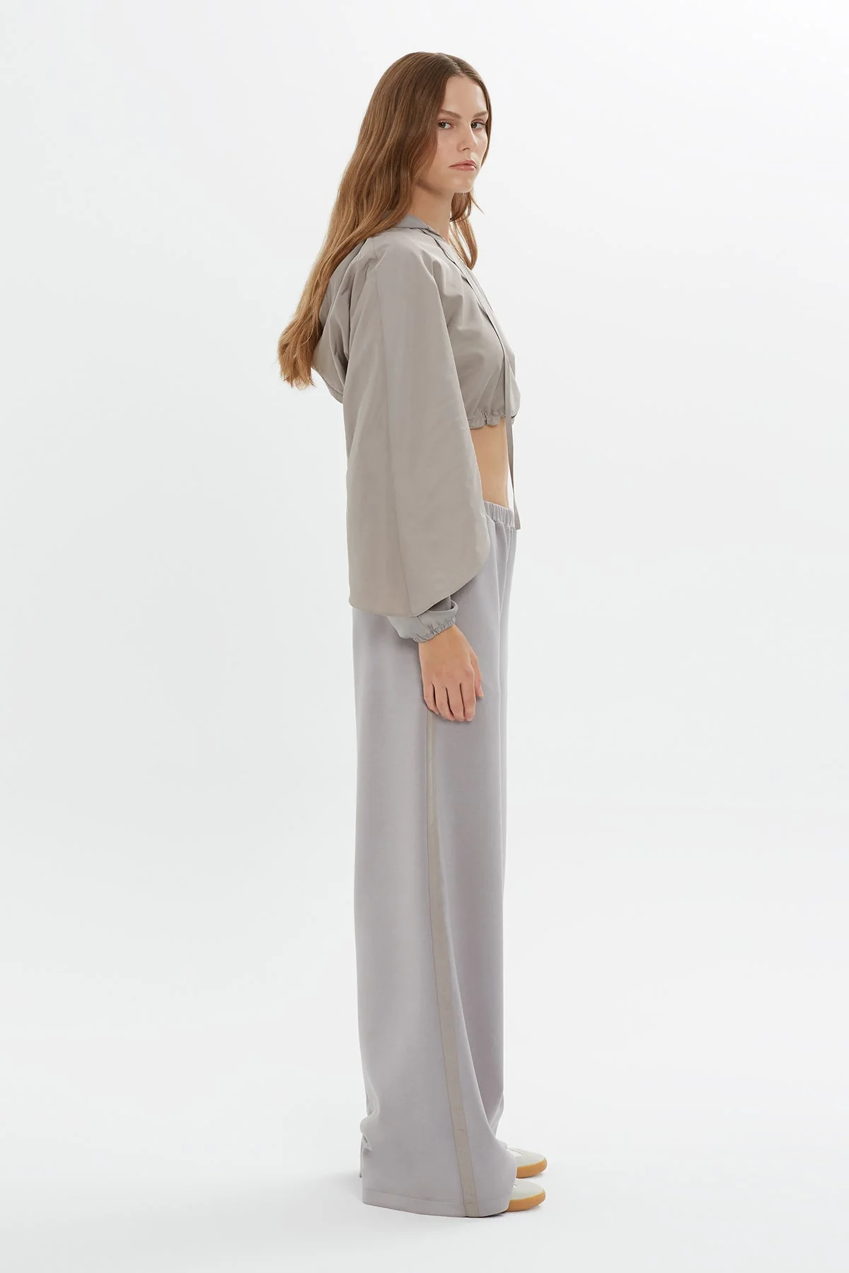 Grey Drawstring-Waist Sweatshirt - Image 2