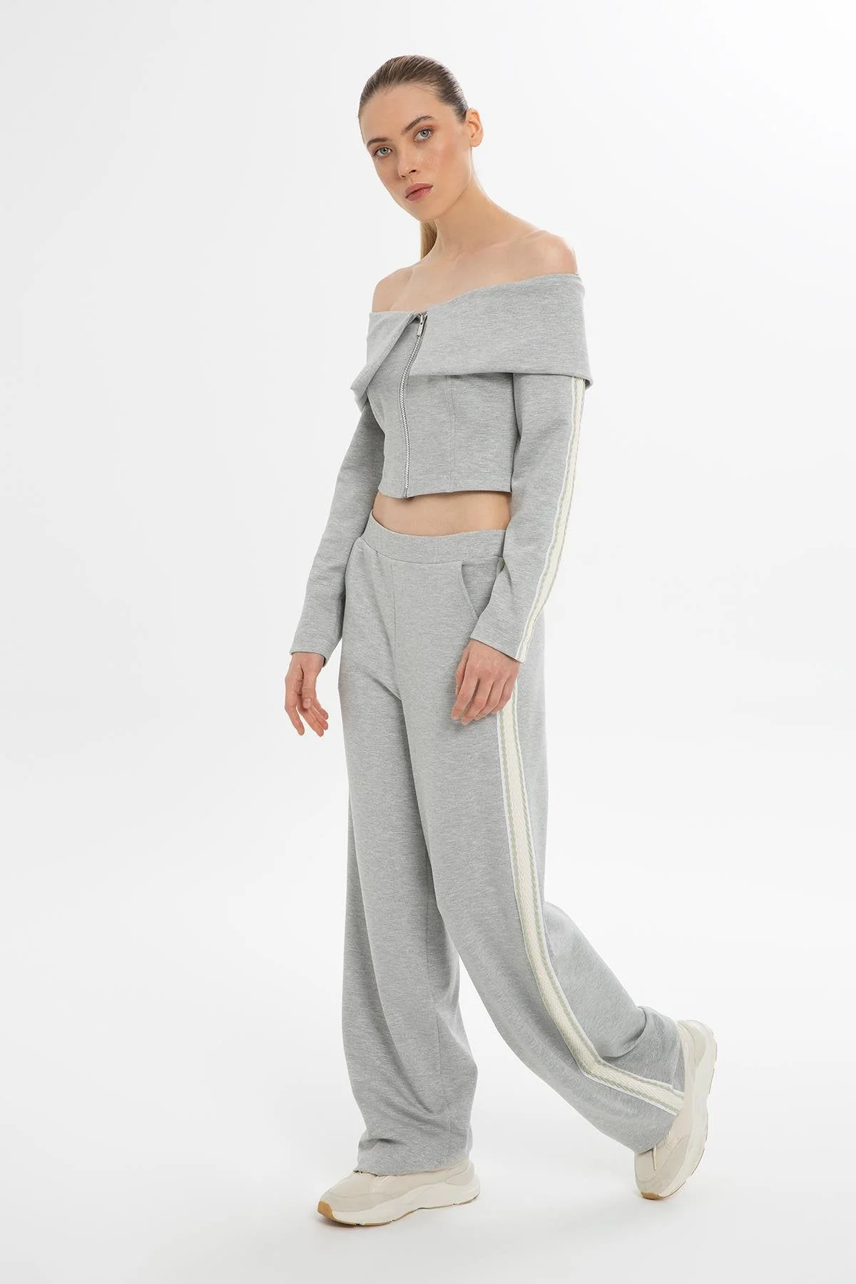 Grey Elastic-Waist Sweatpants - Image 2