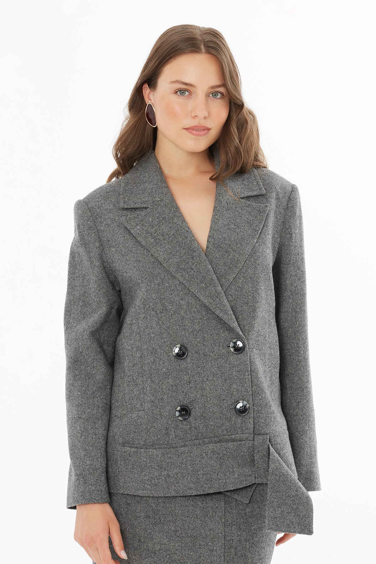 Grey Long-Sleeve Front-Button Jacket - Image 3
