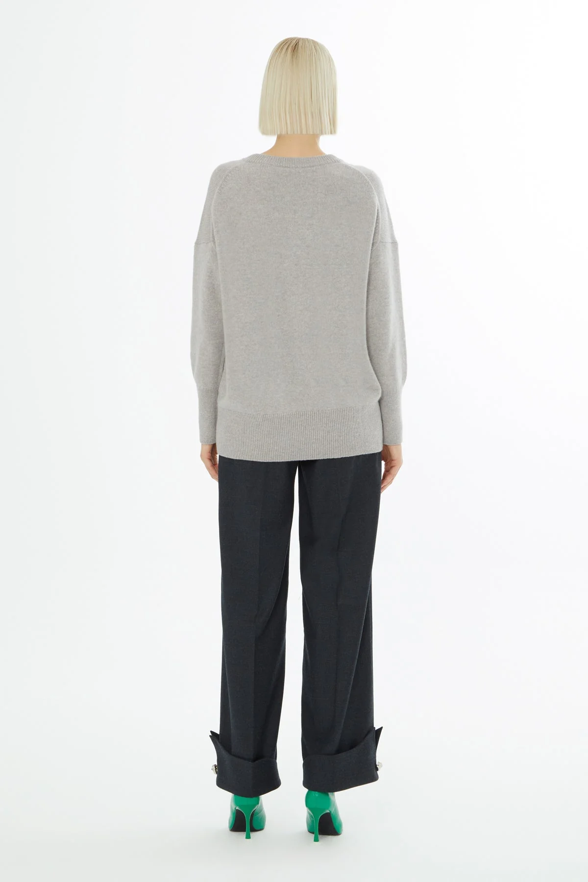 Grey Long-Sleeve Round-Neck Sweater - Image 3